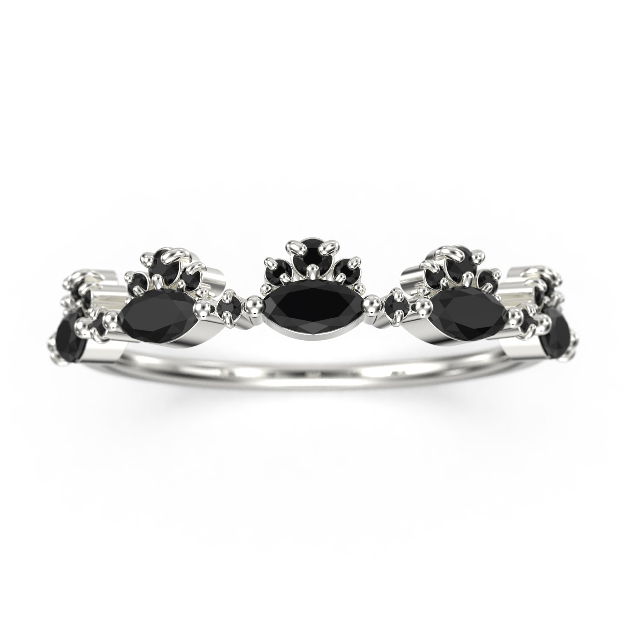 1.1 Ct Black Diamond Moissanite Wedding Ring - 10K/14K/18K Solid Gold Anniversary Band for Women - Elegant Chantilly Design for Engagement, Promise Rings & Special Occasions