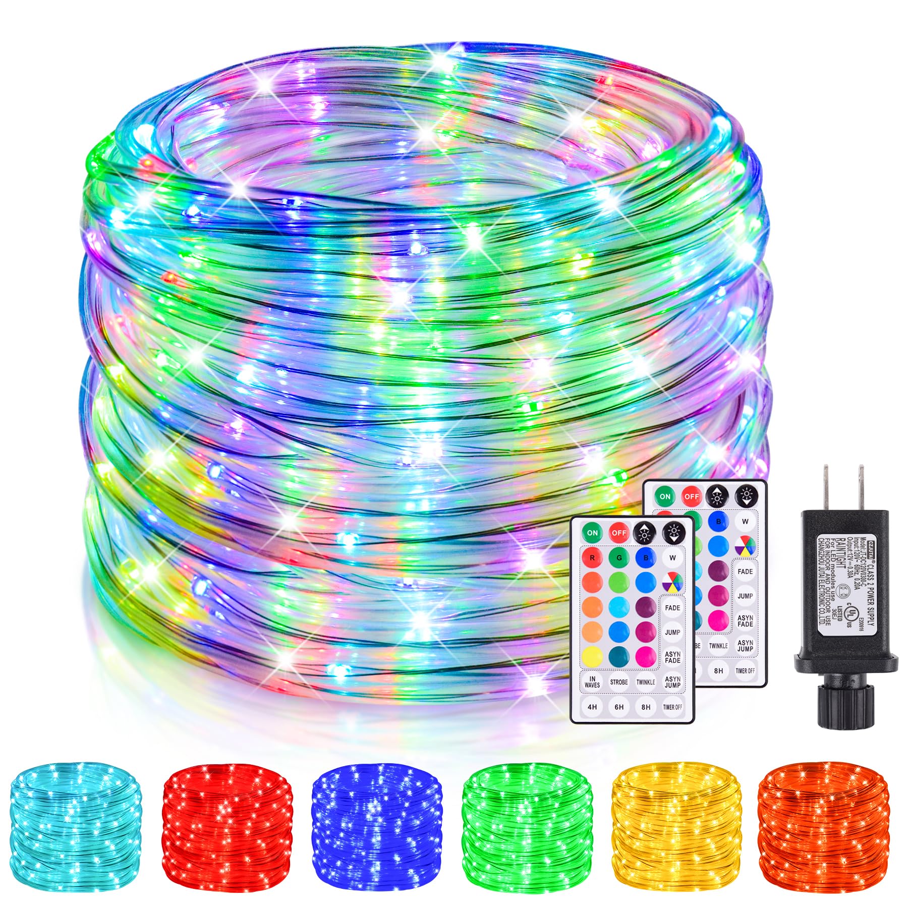 18-Color LED Rope Lights 99Ft - IP68 Waterproof Fairy String with Remote for Outdoor Christmas & Halloween Decor