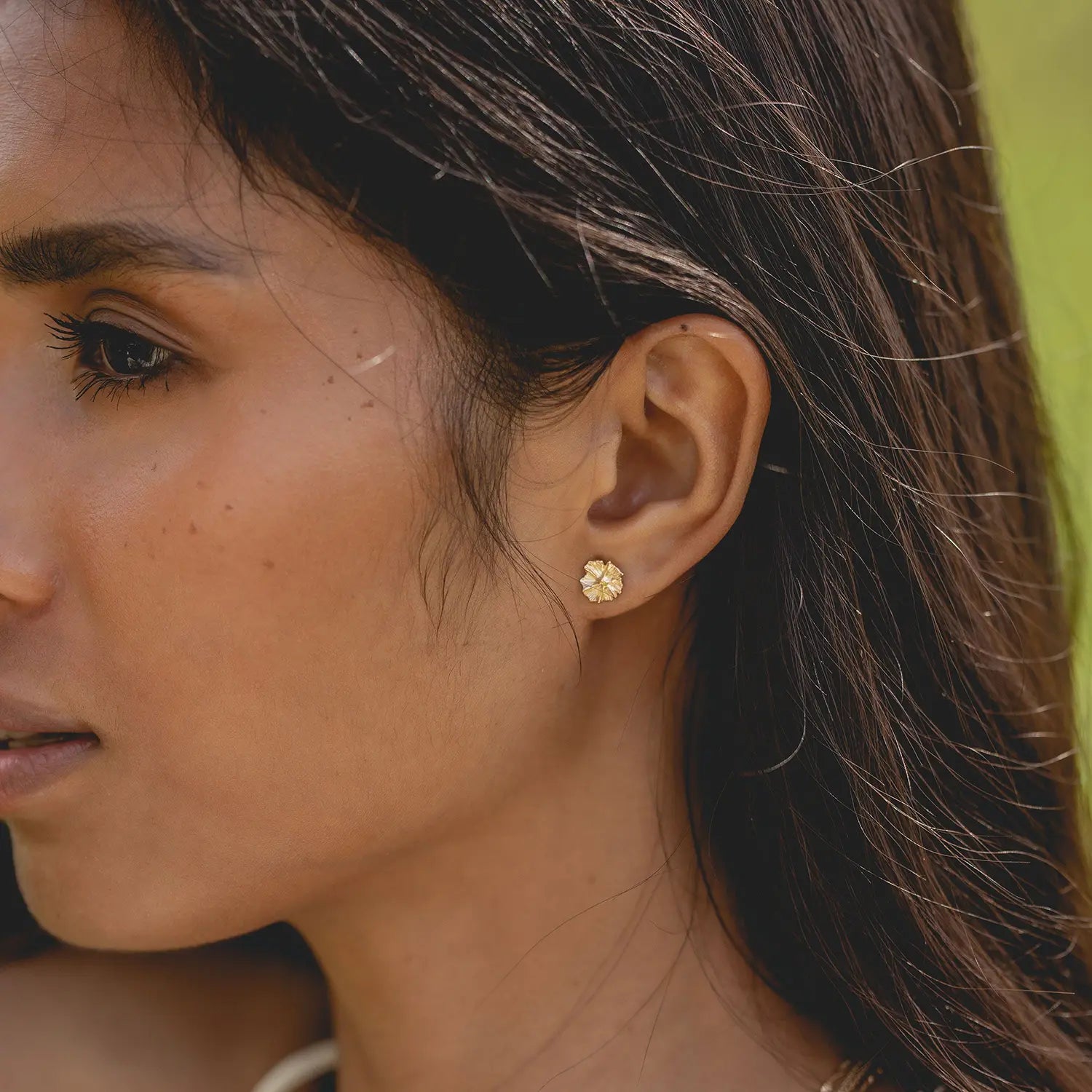 14K Yellow Gold Little Wildflower Earrings - Dainty Floral Studs for Women, Perfect for Everyday Wear & Special Occasions