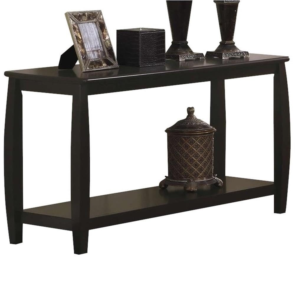 Modern Rectangular Console Table with Bottom Shelf in Cappuccino Finish - Entryway Sofa Table, Hallway Furniture for Home Decor & Storage