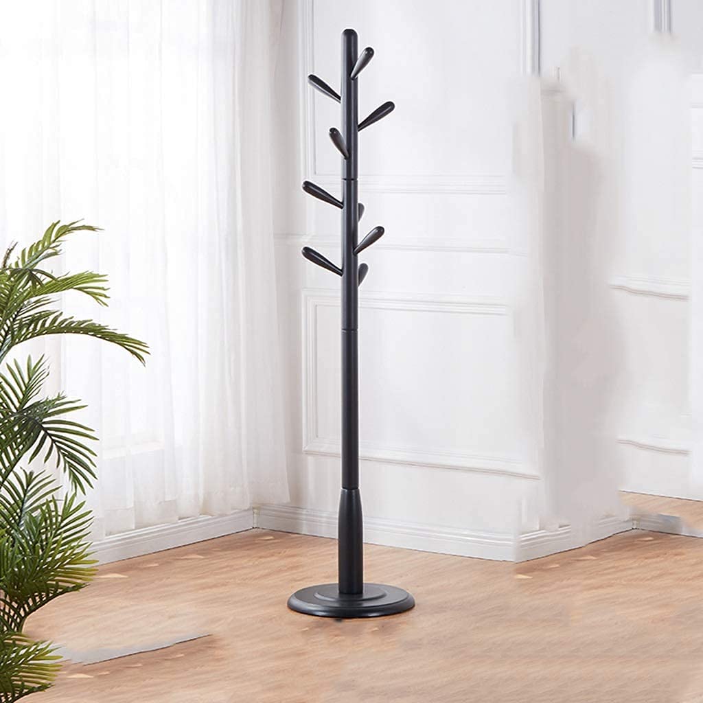 Solid Wood Coat Rack with 9 Hooks - Sturdy Entryway Hall Tree for Jackets, Hats, Bags & Scarves | Easy Assembly Standing Clothes Hanger for Bedroom, Living Room & Mudroom Organization