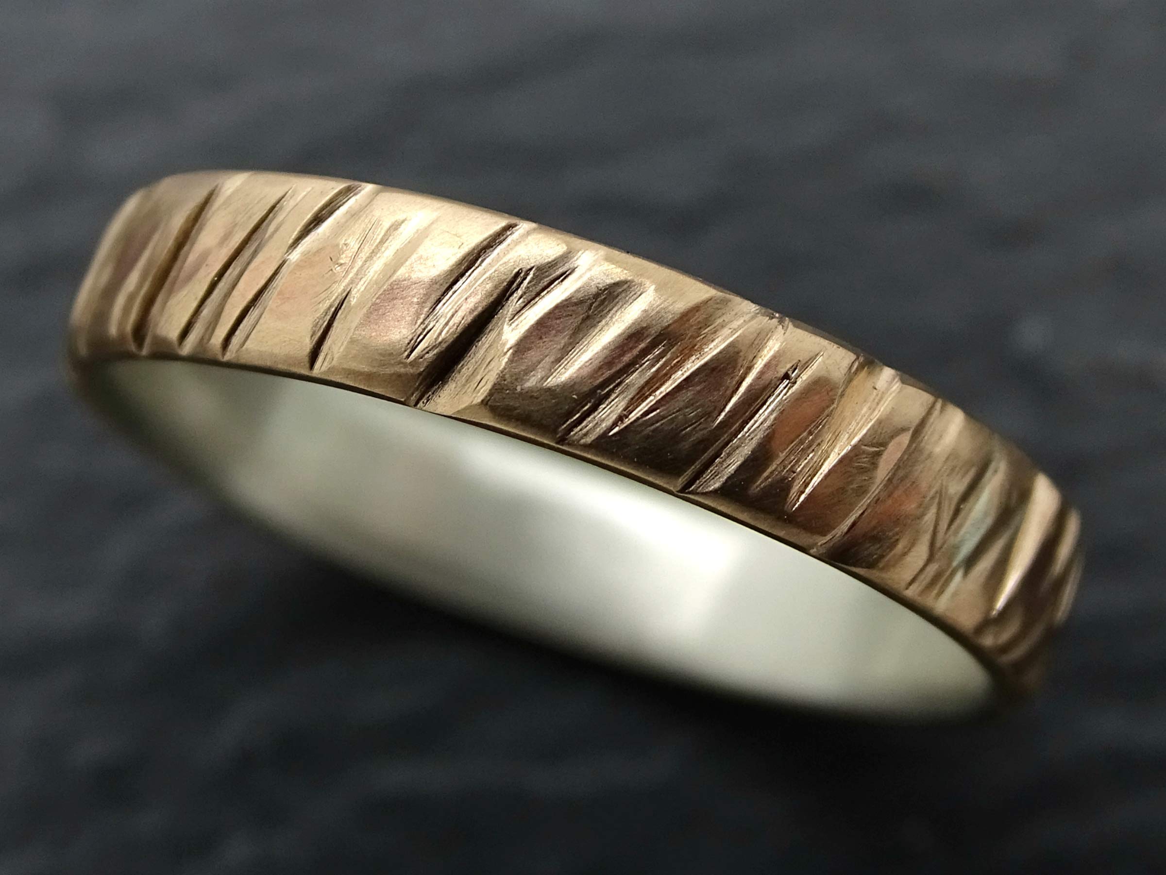 Men's Bronze Wedding Band with Tree Bark Texture - Mixed Metal Bronze & Silver Ring for Men, Anniversary Gift for Him, Perfect for Everyday Wear and Special Occasions