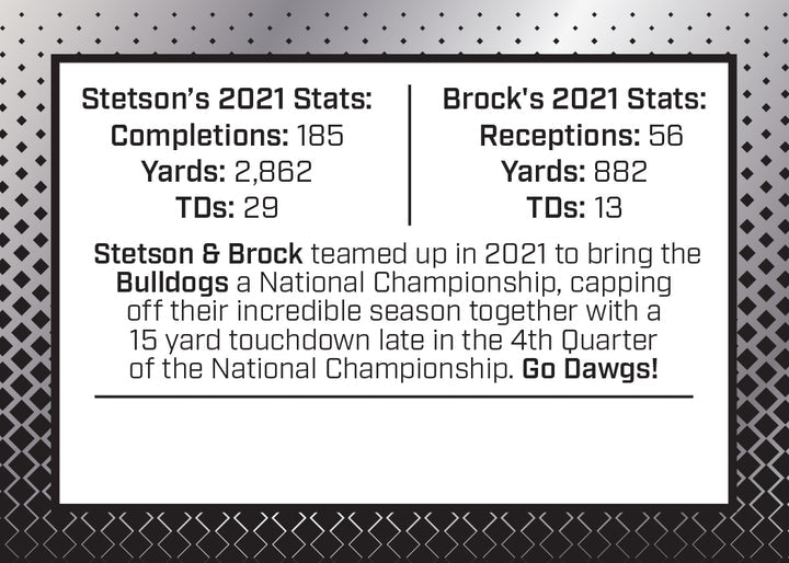 STETSON BENNETT & BROCK BOWERS Dual Signed Limited Edition 2022 Silver Variation Trading Card (#/75) - First Edition Collectible for Sports Memorabilia Fans & Card Investors