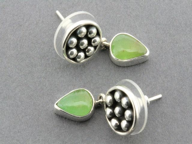 Handmade Chrysoprase Beaded Disc Teardrop Earrings in Sterling Silver - Perfect for Weddings, Parties & Special Occasions