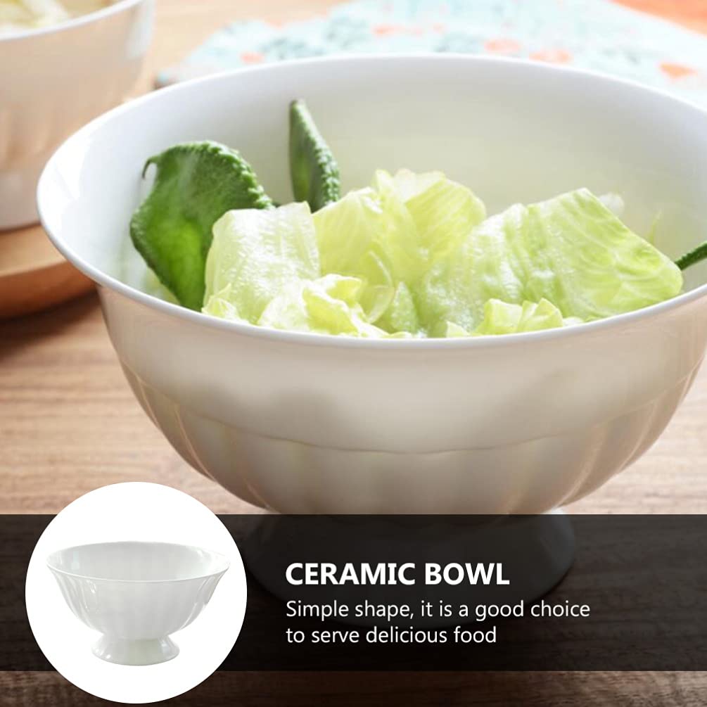 DOITOOL White Ceramic Pedestal Bowl - 8 Inch Round Footed Fruit Bowl for Kitchen Counter, Dessert Display Stand, Table Centerpiece Decor, Serving Tray - Perfect for Parties, Dining Room Decor & Fruit Display