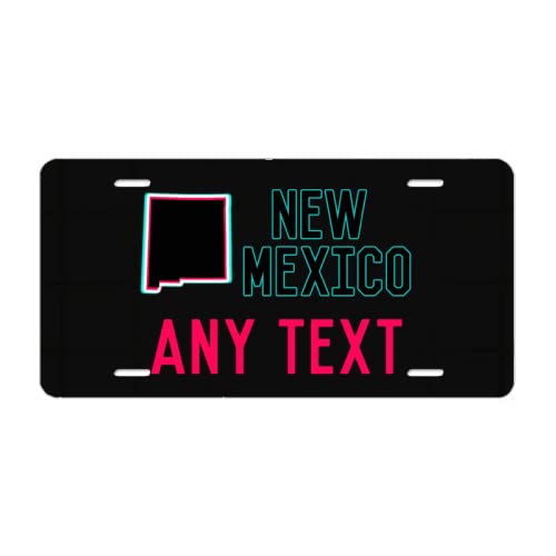Custom Personalized New Mexico Map Front License Plate - 6x12 Inch Aluminum Car Tag with 2 or 4 Holes - Unique Custom Name Auto Plate for Men & Women - Perfect for State Pride, Car Decor, and Personalized Gifts