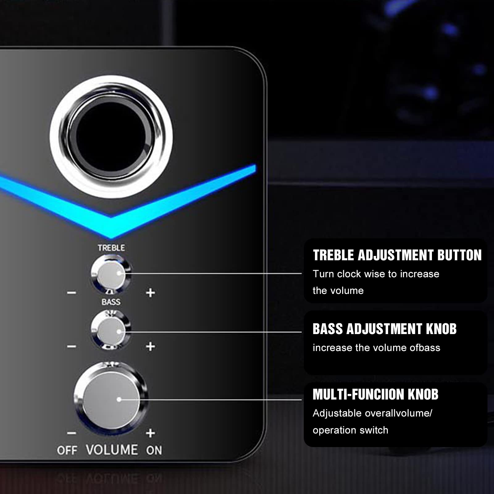 HEANTTV 2.1 Computer Speakers with Subwoofer, USB Powered & 3.5mm Aux Connection, LED Lights for Desktop, Laptop, Tablet - Perfect for Gaming, Music, and Home Office