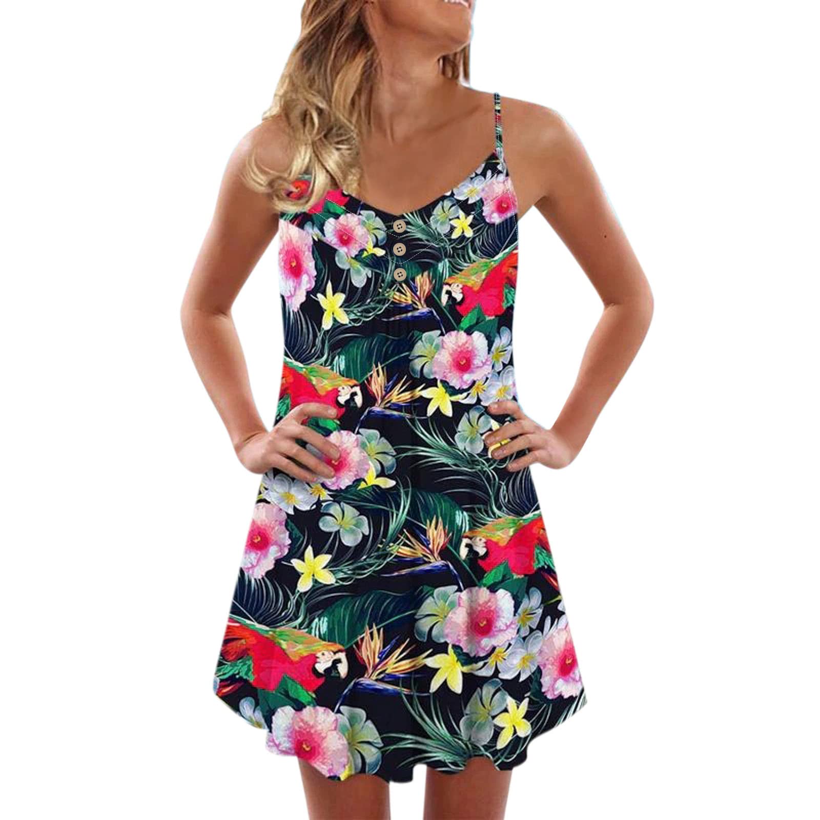 Women's Striped Print Sundress - Sleeveless Casual Swing Dress for Summer & Spring Beach Cover Up | Perfect for Vacations, Pool Parties & Outdoor Adventures