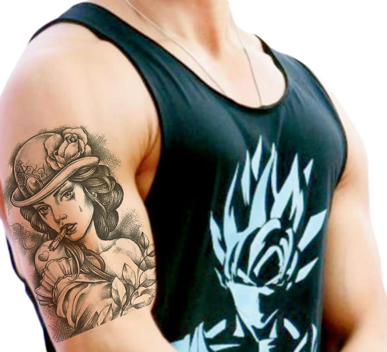 Waterproof Temporary Tattoo Stickers for Men & Women - 3D Realistic Flowers, Butterflies, Stars, Wolves & Armband Designs (21x15cm) | Perfect for Parties, Halloween Costumes & Body Art Decoration