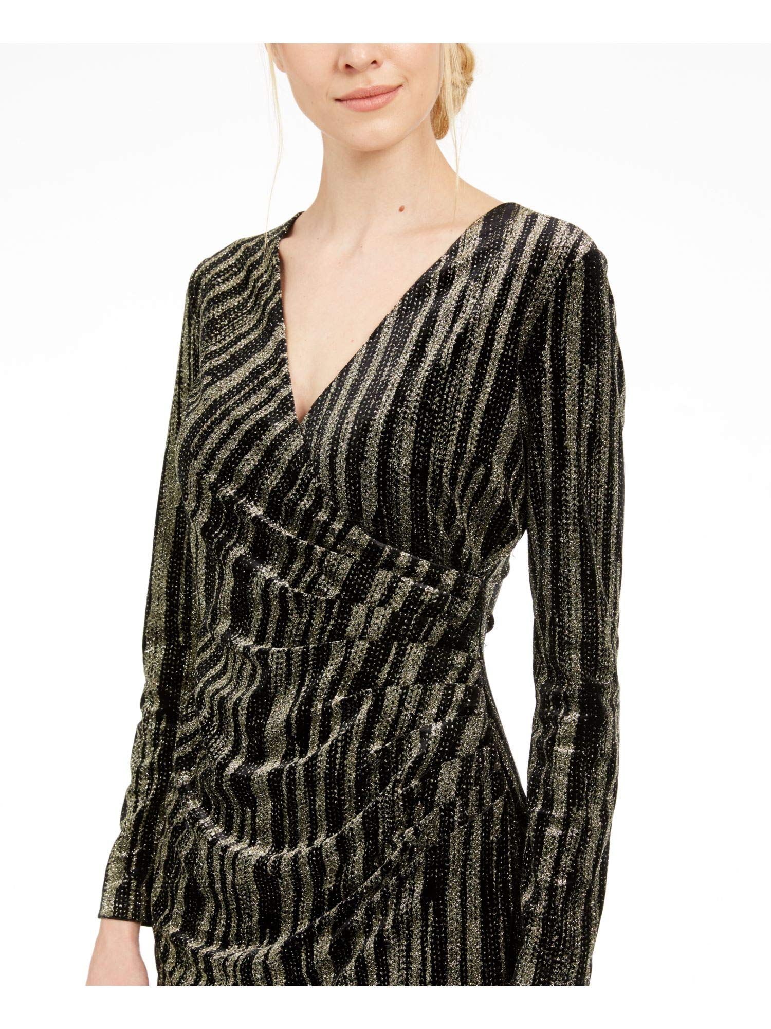Calvin Klein Women's Velvet Glitter Faux Wrap Dress - Elegant Party & Evening Wear for Holiday, Cocktail & Special Occasions