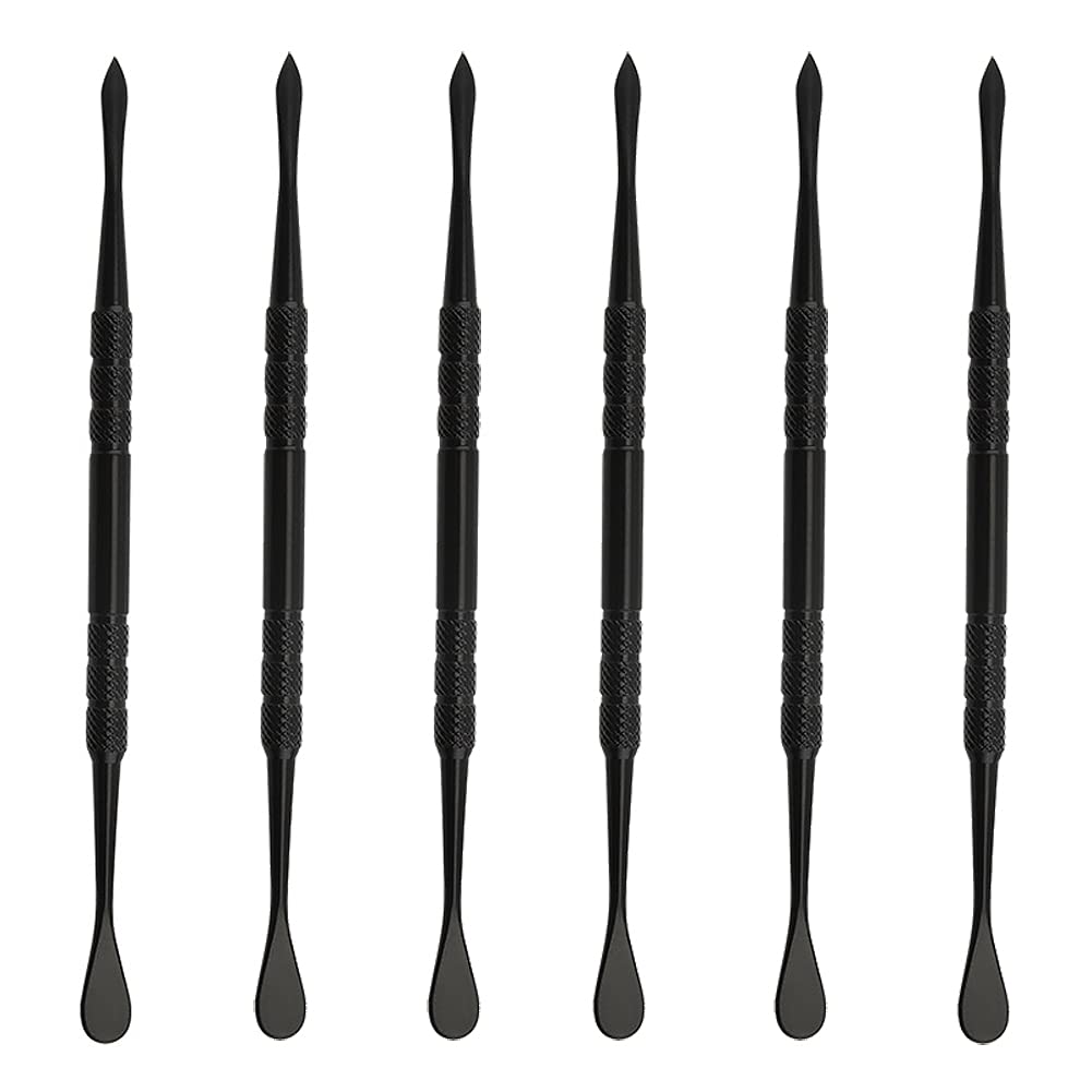 6-Piece Stainless Steel Wax Carving Tool Set - Wax Scoop, Sculpting Spoon & Scraping Tools for DIY Candles, Jewelry Making & Wax Art - Black