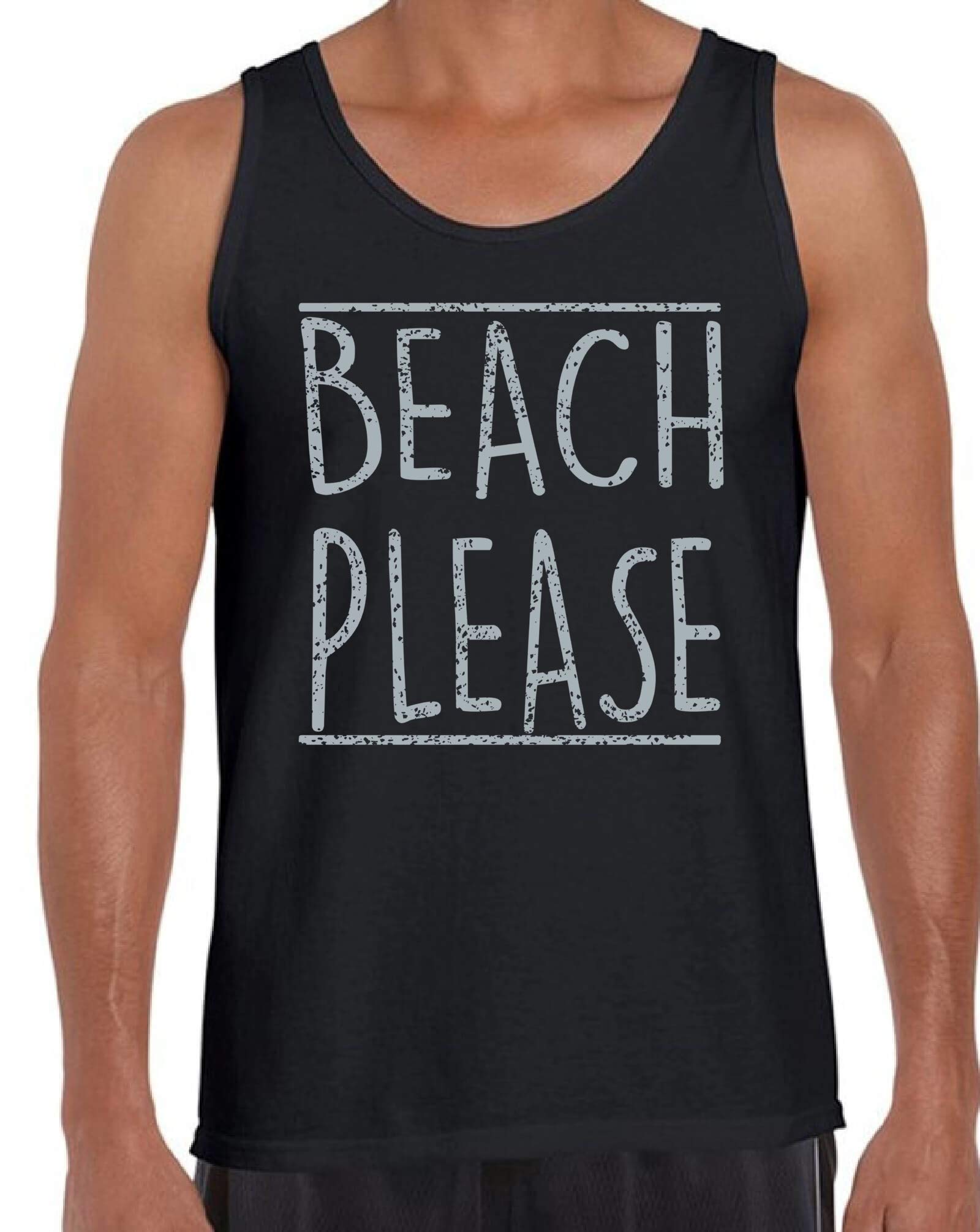 Awkwardstyles Men's Beach Please Tank Top - Gray Athletic Workout Shirt for Gym & Summer | Cool Casual Wear for Beach, Running & Outdoor Activities