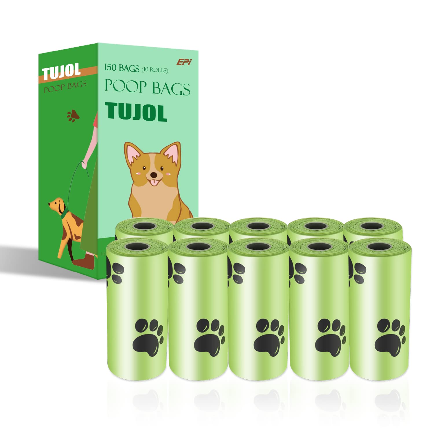 Tujol Dog Poop Bags - 150 Count Leak Proof & Scented Waste Bags for Dogs, Extra Thick & Durable Pet Cleanup Supplies - Perfect for Walking, Park Visits & Backyard Cleanup