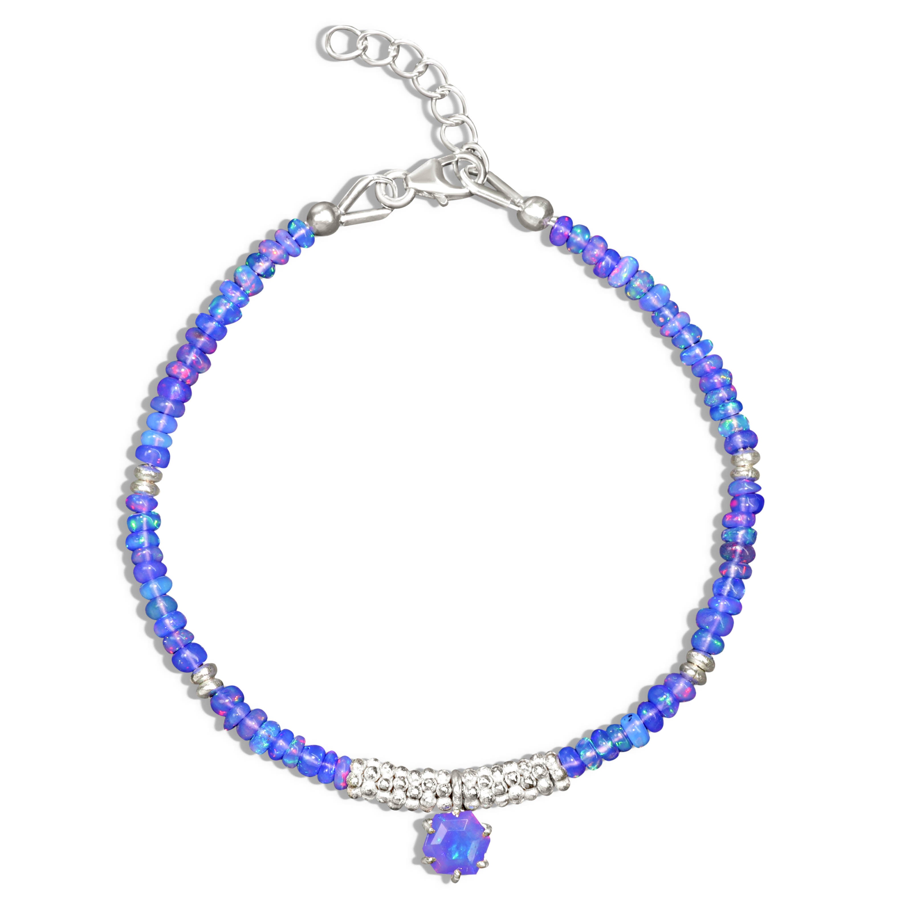 Natural Lavender Opal Silver Charm Bracelet for Women - Elegant Handmade Jewelry Gift for Birthday, Anniversary & Special Occasions