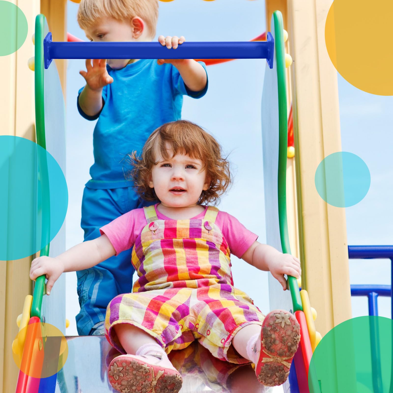 Dunzy 12 Pack Monkey Bars Swing Set Accessories - 16.5 Inch Blue Steel Monkey Bars with Screws & Mounting Plates for Backyard Playground Equipment - Perfect for Kids Outdoor Play, Jungle Gym & Swing Set Upgrades