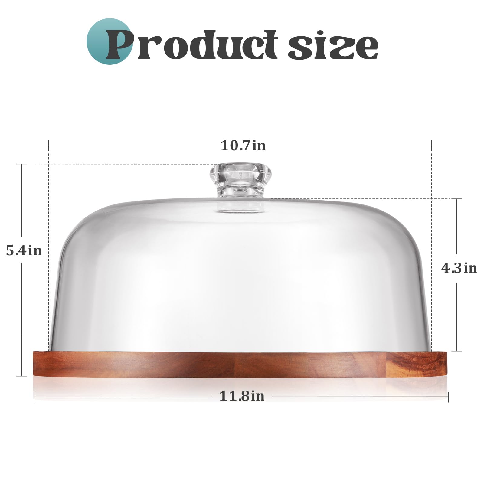 Wooden Cake Stand with Acrylic Dome Lid - 11.8