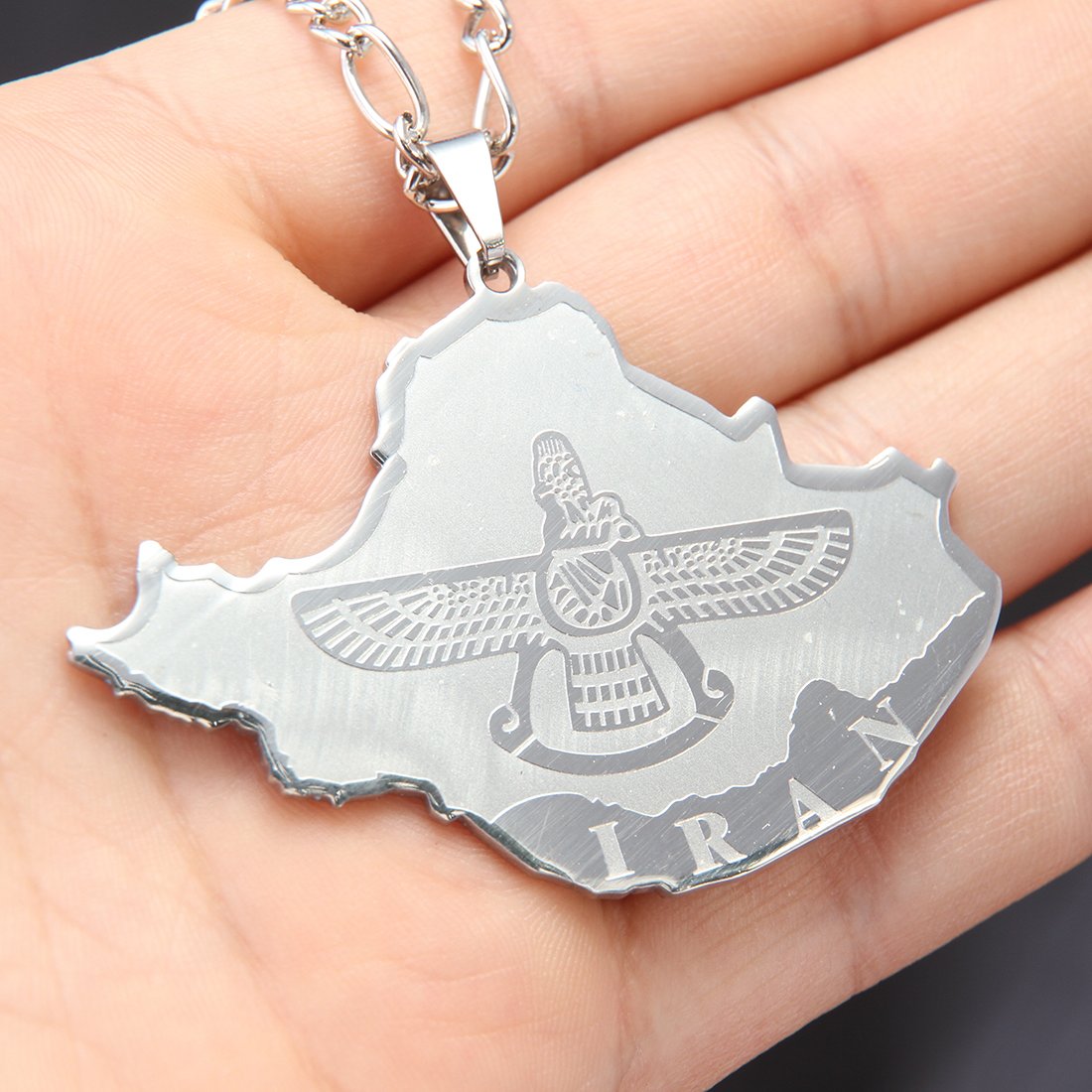 Persian Farohar Farvahar Necklace - Iranian Map Charm Pendant for Men & Women - Perfect for Cultural Pride, Gifts & Spiritual Jewelry