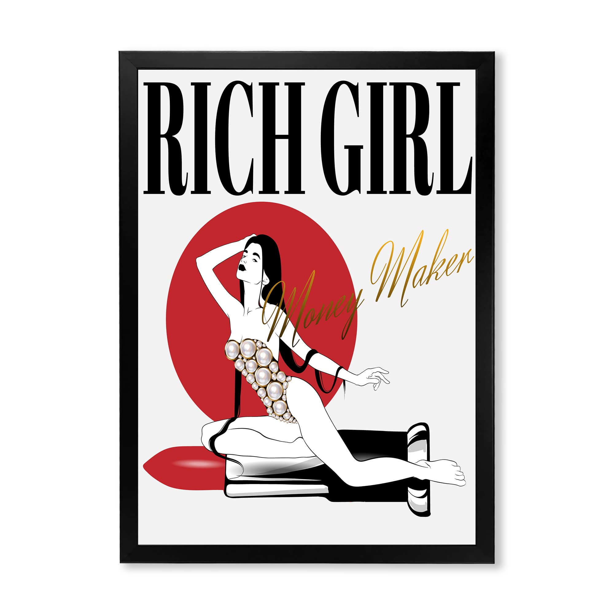 Vintage Framed Wall Art - DesignQ Girl in Swimsuit with Pomade Retro Style Poster - Perfect for Beach House Decor, Bathroom Wall Art & Vintage Lover Gifts