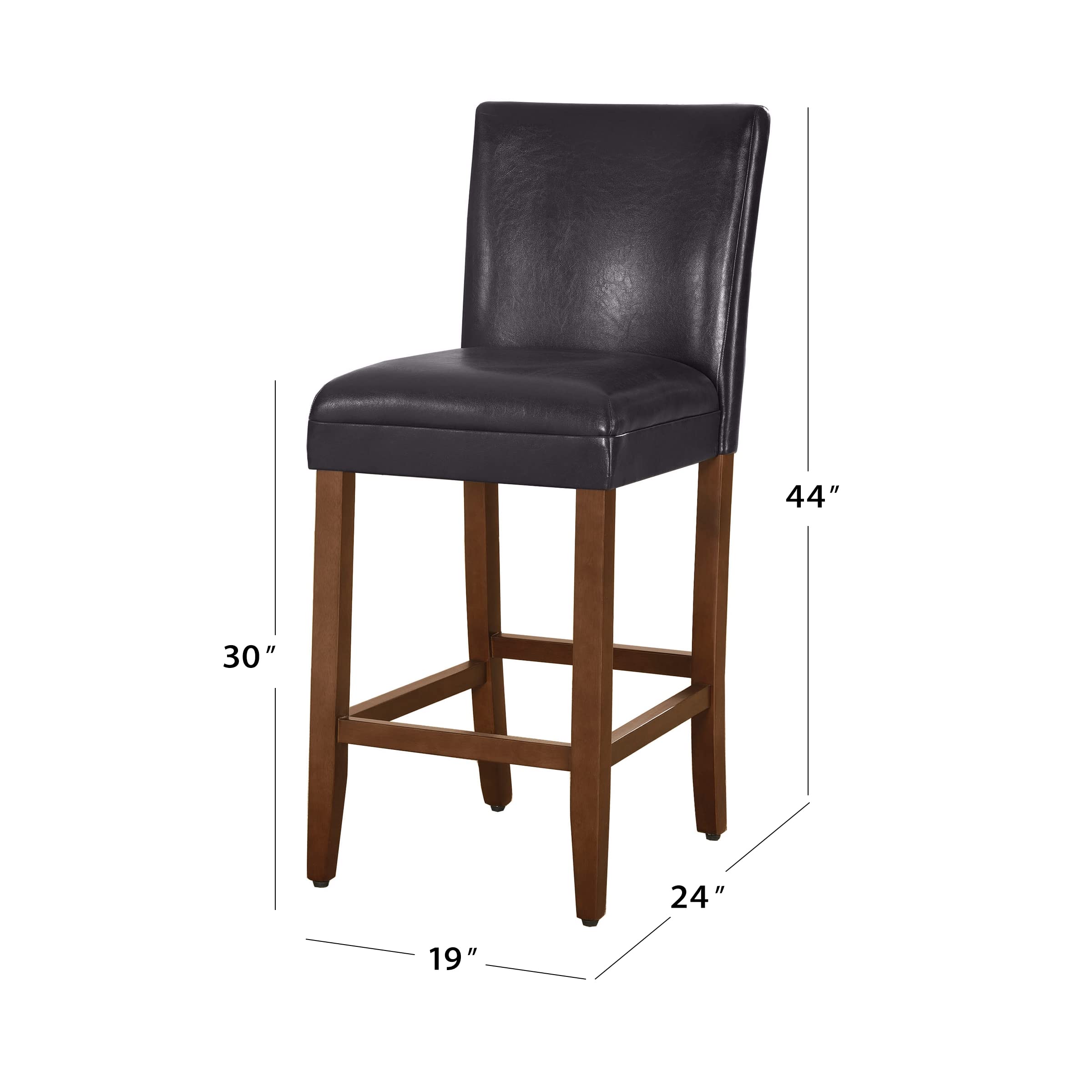 HomePop Classic Counter Height Bar Stools - 29 Inch Decorative Home Furniture with Dark Brown Faux Leather (Single Pack) | Perfect for Kitchen Islands, Breakfast Bars & Small Spaces