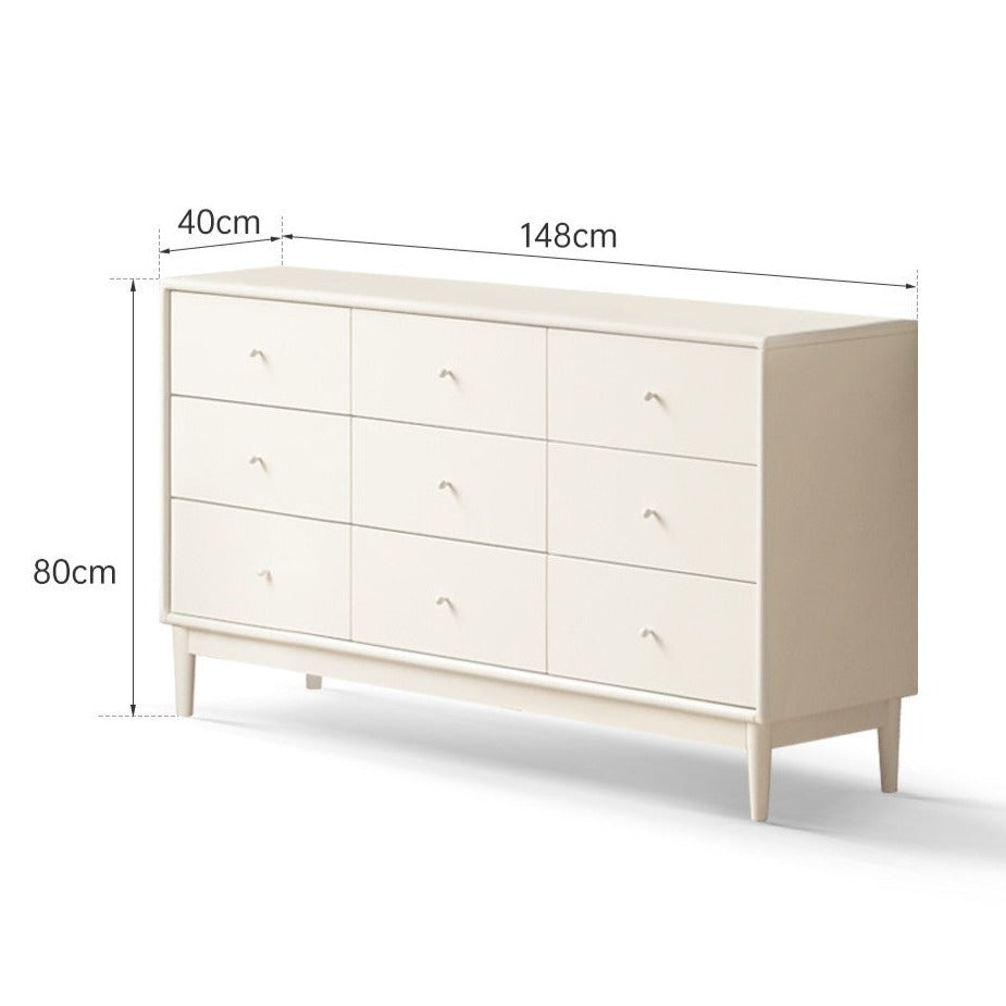 Solid Poplar Wood Chest of Drawers - Vintage Cream Storage Cabinet for Bedroom, Living Room & Office Organization