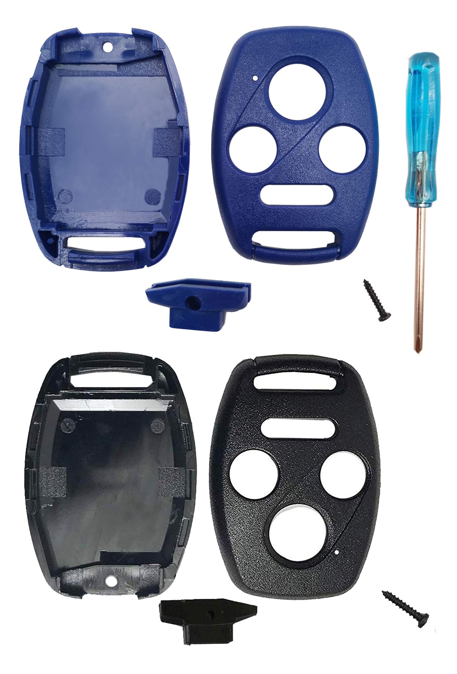 Premium Key Fob Cover Case for Honda Accord 2003-2012, Civic EX 2006-2013, Pilot 2009-2015, CR-V 2005-2006 - Durable Remote Key Shell Replacement (1 Black + 1 Blue) - Perfect for Car Key Protection & Style Upgrade