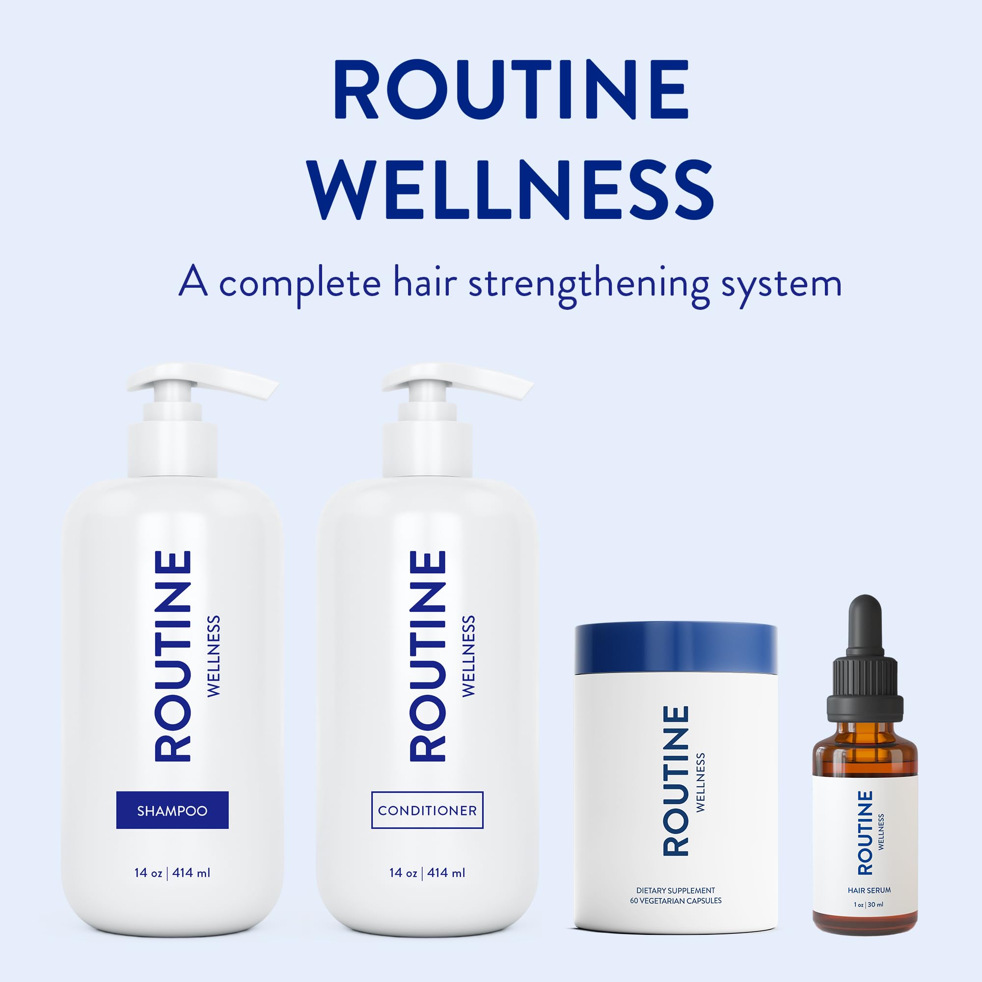 Routine Wellness Advanced Hair Growth Supplement for Thicker, Fuller Hair - Biotin & Vitamin Enriched Vegetarian Gluten-Free Formula for Women & Men - 30 Day Supply (1 Bottle) - Perfect for Thinning Hair, Hair Loss Prevention & Daily Hair Care Routine