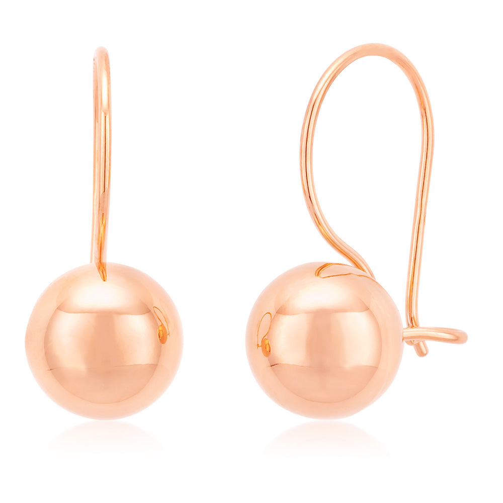9ct Rose Gold 7mm Euroball Stud Earrings for Women - Hypoallergenic Cubic Zirconia Earrings - Perfect for Weddings, Parties & Everyday Wear
