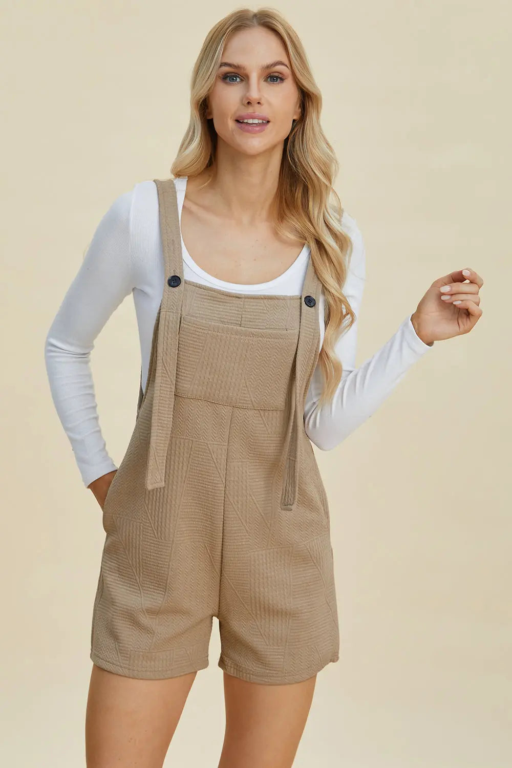 Double Take Full Size Textured Sleeveless Romper Jumpsuit - Women's Casual Summer Outfit for Beach, Vacation & Date Night