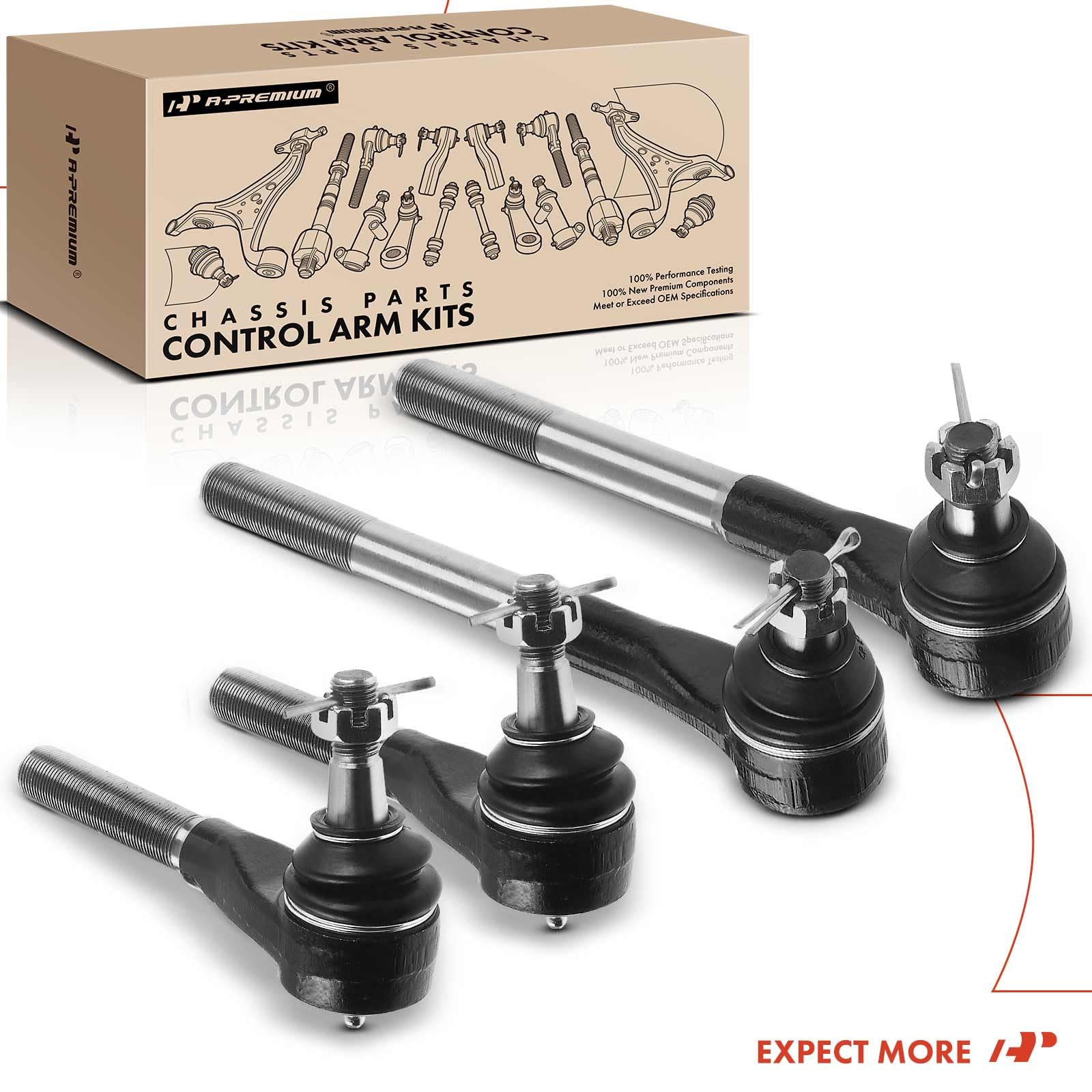 Premium Set of 4 Front Inner & Outer Tie Rod End Kit for Dodge Ram 1500 2000-2001, Ram 2500 2000-2002, Ram 3500 2000-2002 (RWD Only) - Heavy-Duty Suspension Replacement for Smooth Steering & Off-Road Performance