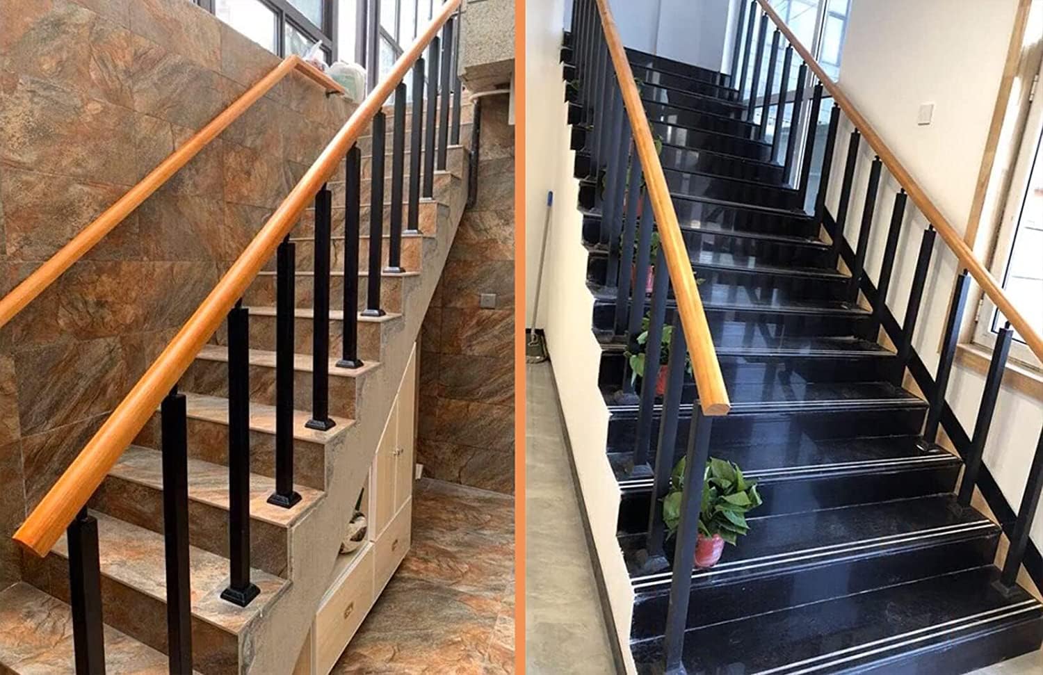 ZEONIK Square Glass Railing Post Clamp - 27 to 43 Inch Adjustable Height for Staircase, Deck & Balcony Railings - Durable Stainless Steel Handrail Bracket for Indoor & Outdoor Use