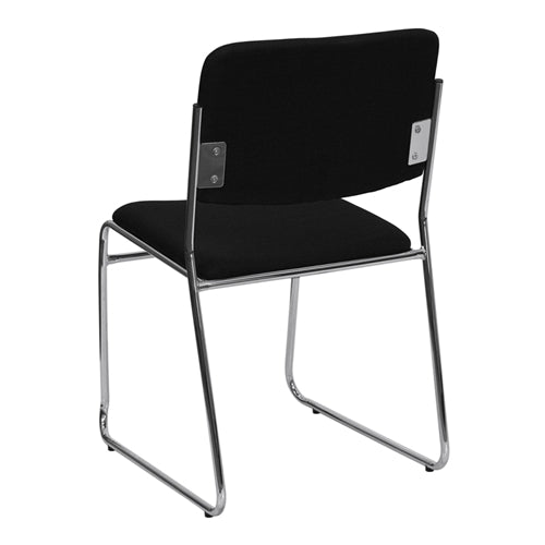 FLASH HERCULES Series 500 lb Capacity Black Fabric High-Density Stacking Chair with Chrome Sled Base - Heavy Duty Stackable Chairs for Office, Conference Room, Banquet, and Event Seating