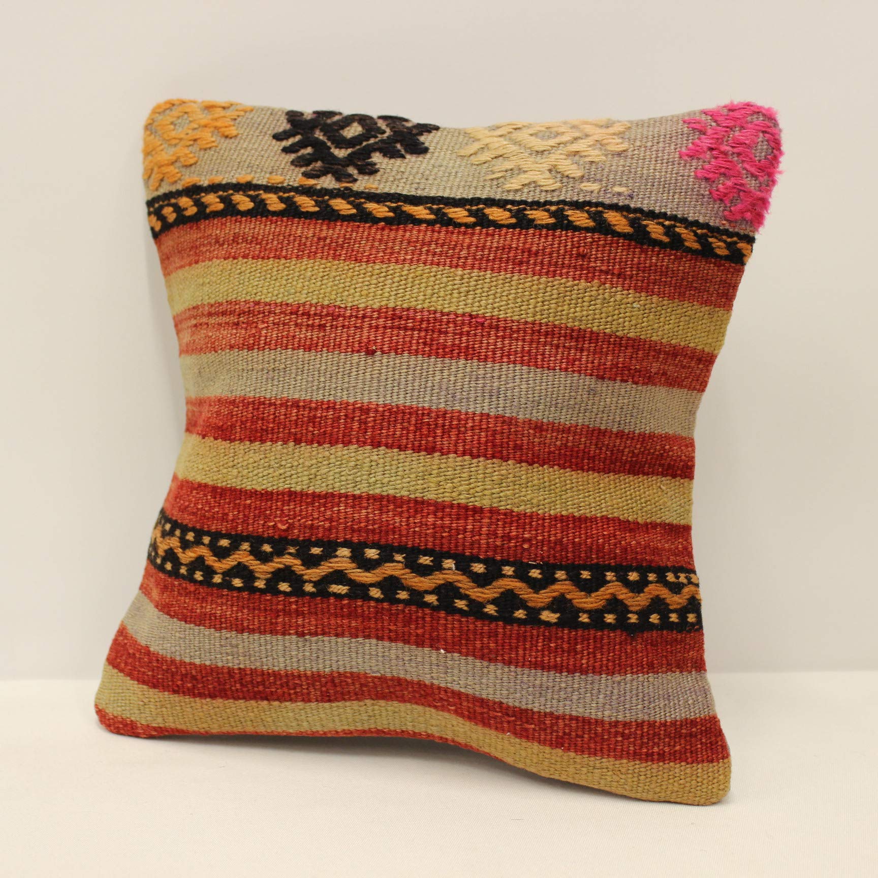 12x12 Inch Kilim Pillow (30x30 cm) - Boho Decorative Throw Pillow for Home Decor, Retro Ethnic Kilim Cushion - Perfect for Sofa, Bed, or Bohemian Interior Design