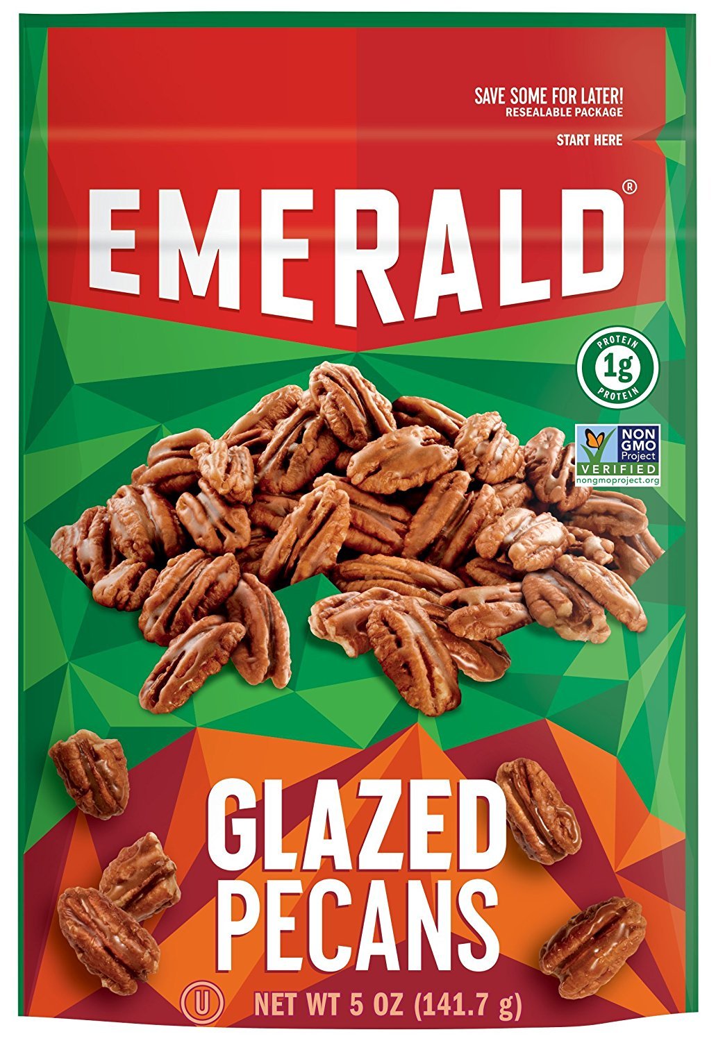 Emerald Nuts Glazed Pecans - 5oz Resealable Bags (6-Pack) | Sweet & Crunchy Snack for Office, Parties & Healthy On-the-Go Treats
