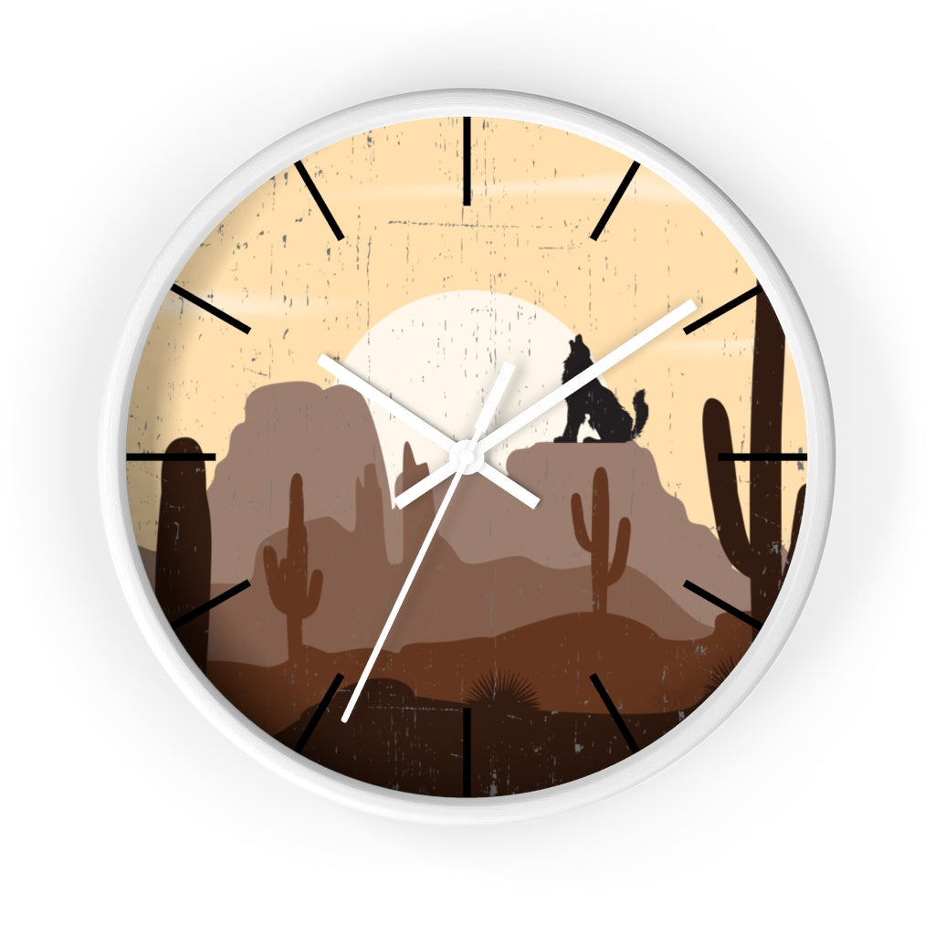 Wolf Mountain Sunrise Wall Clock - Silent Non-Ticking Battery Operated Round Clock for Living Room, Bedroom, Office & Home Decor