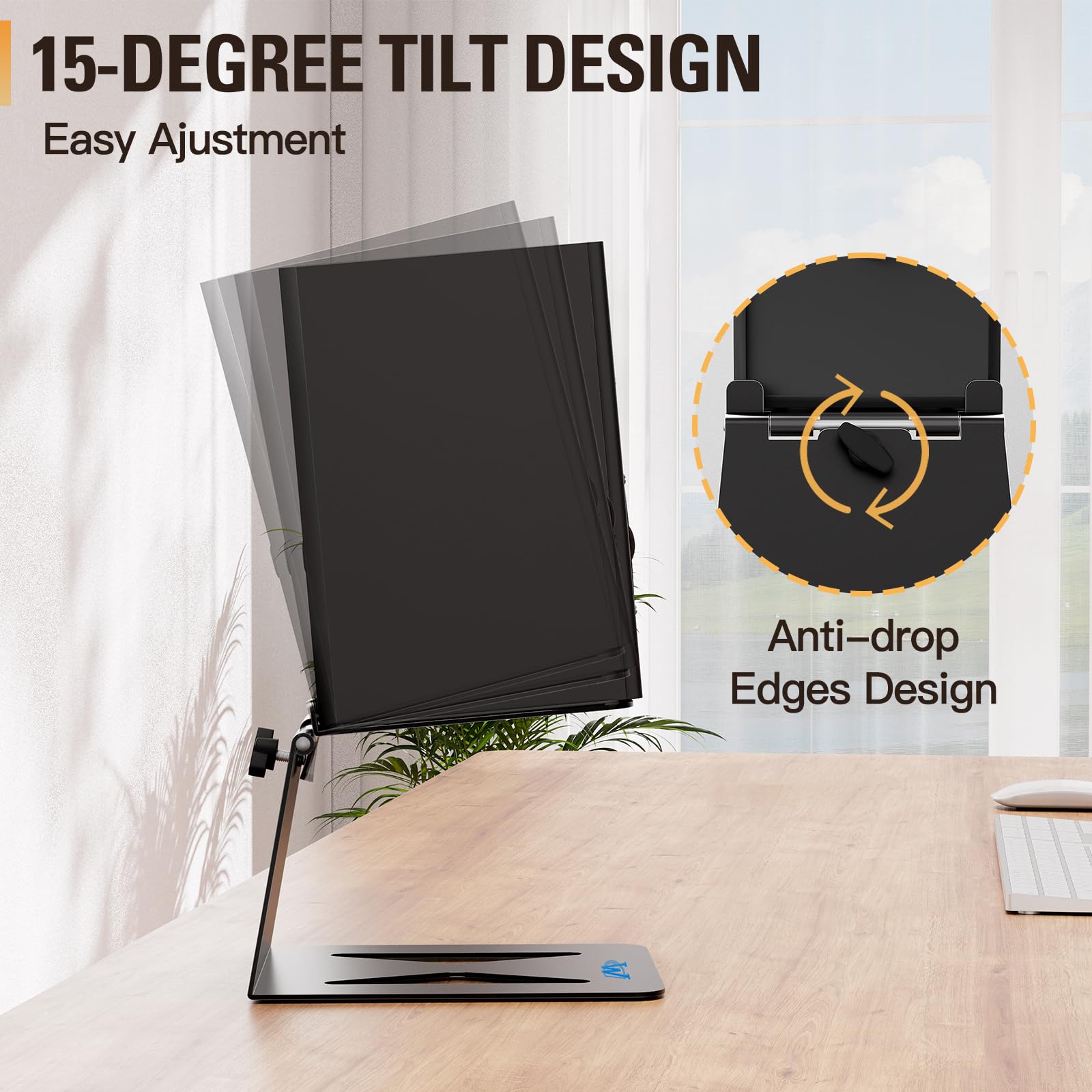 Mounting Dream Desktop Speaker Stands - Set of 2 Studio Monitor Stands with 15° Tilt & Anti-Vibration Pads, Holds up to 33 lbs - Perfect for Bookshelf Speakers, Surround Sound Systems & Home Studio Setups