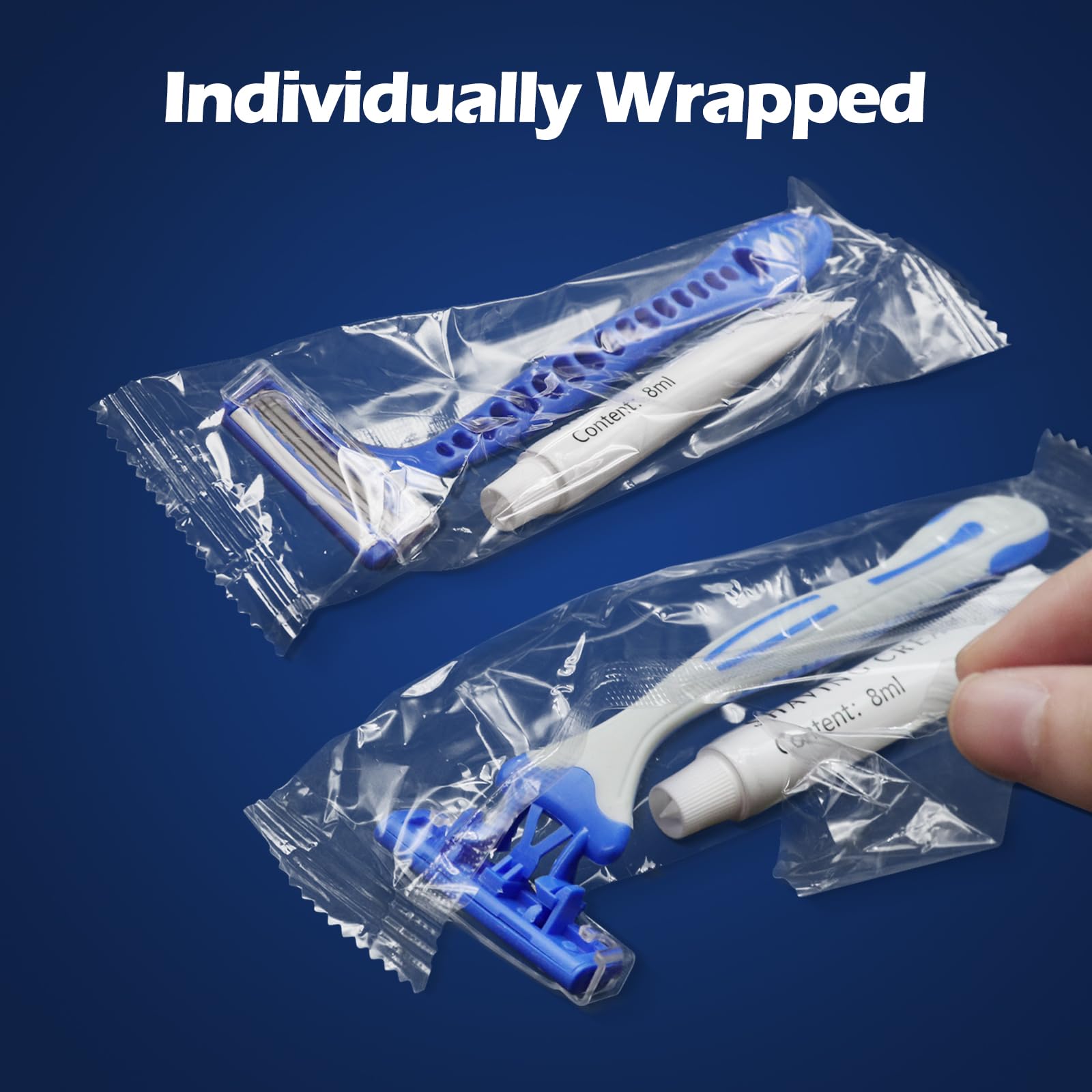 300 Pack Kheoxusa 3-Blade Disposable Razors - Individually Wrapped Triple Blade Shavers for Men & Women | Perfect for Travel, Hotels, Airbnb, Gyms, Shelters & Personal Hygiene Care