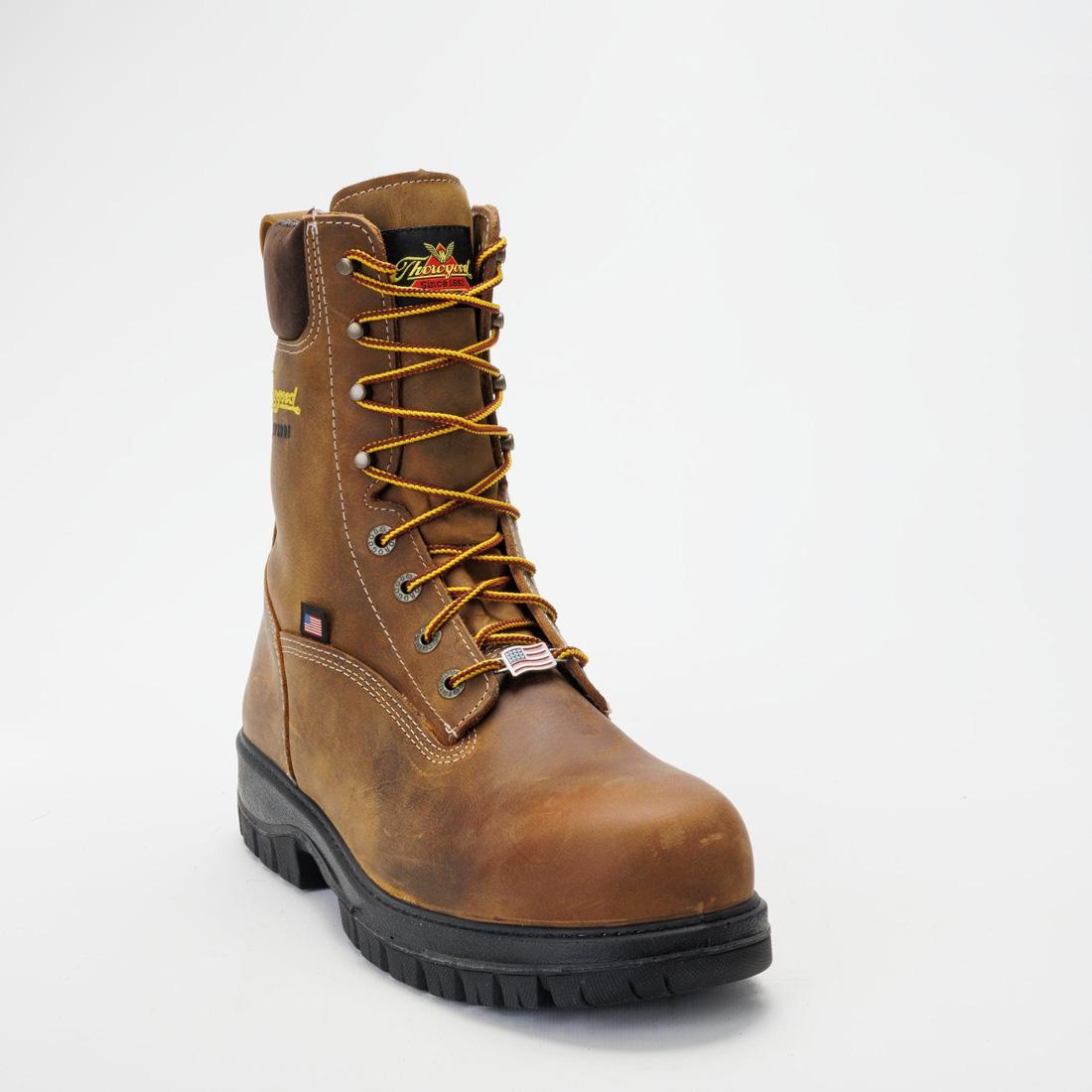 Genesis Series 8 Nano Toe Waterproof Work Boots for Men - Chestnut Brown - Slip Resistant Safety Shoes for Construction, Hiking & Outdoor Work
