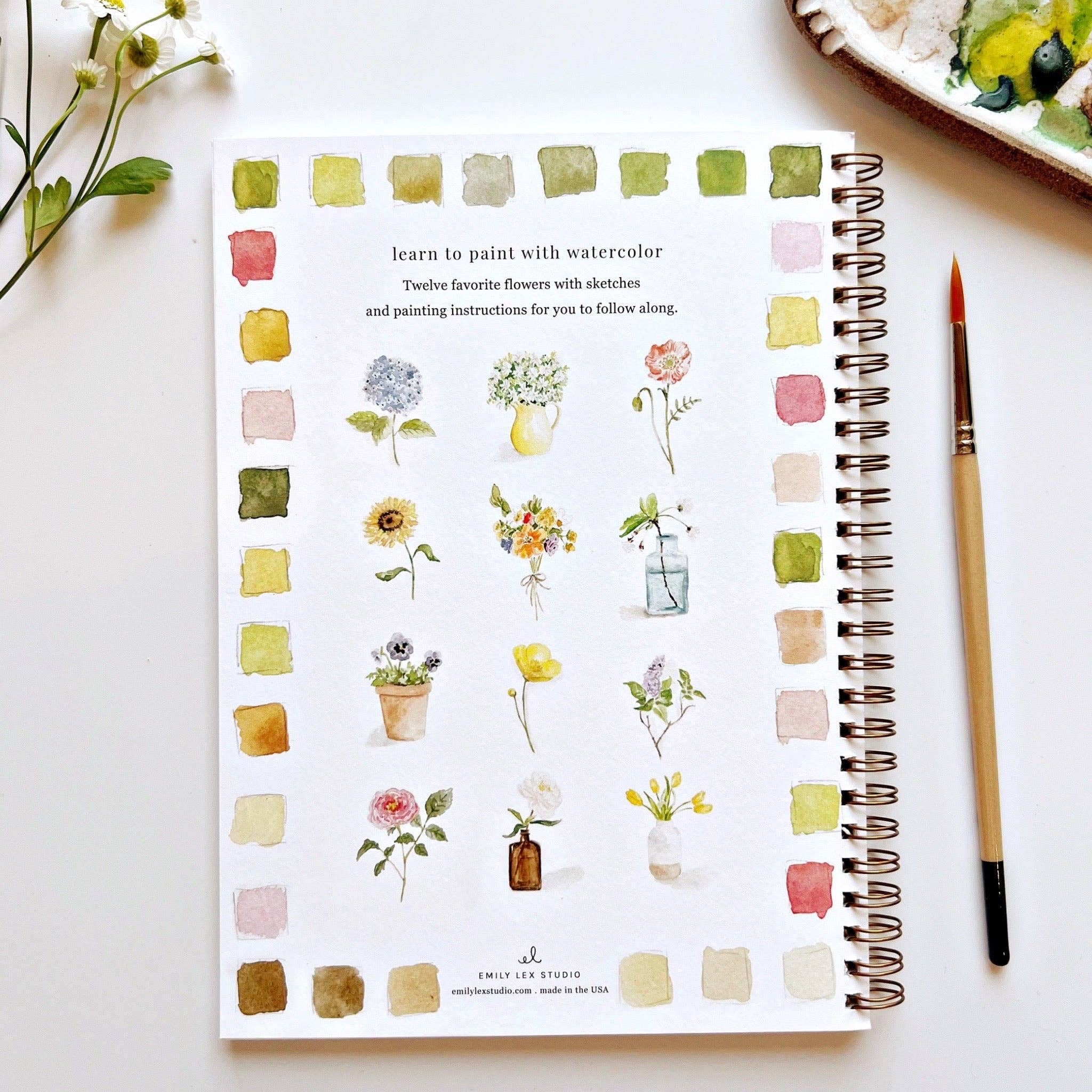 Flowers Watercolor Workbook - Step-by-Step Guide for Beginners & Artists | Perfect for Art Classes, DIY Projects & Relaxation