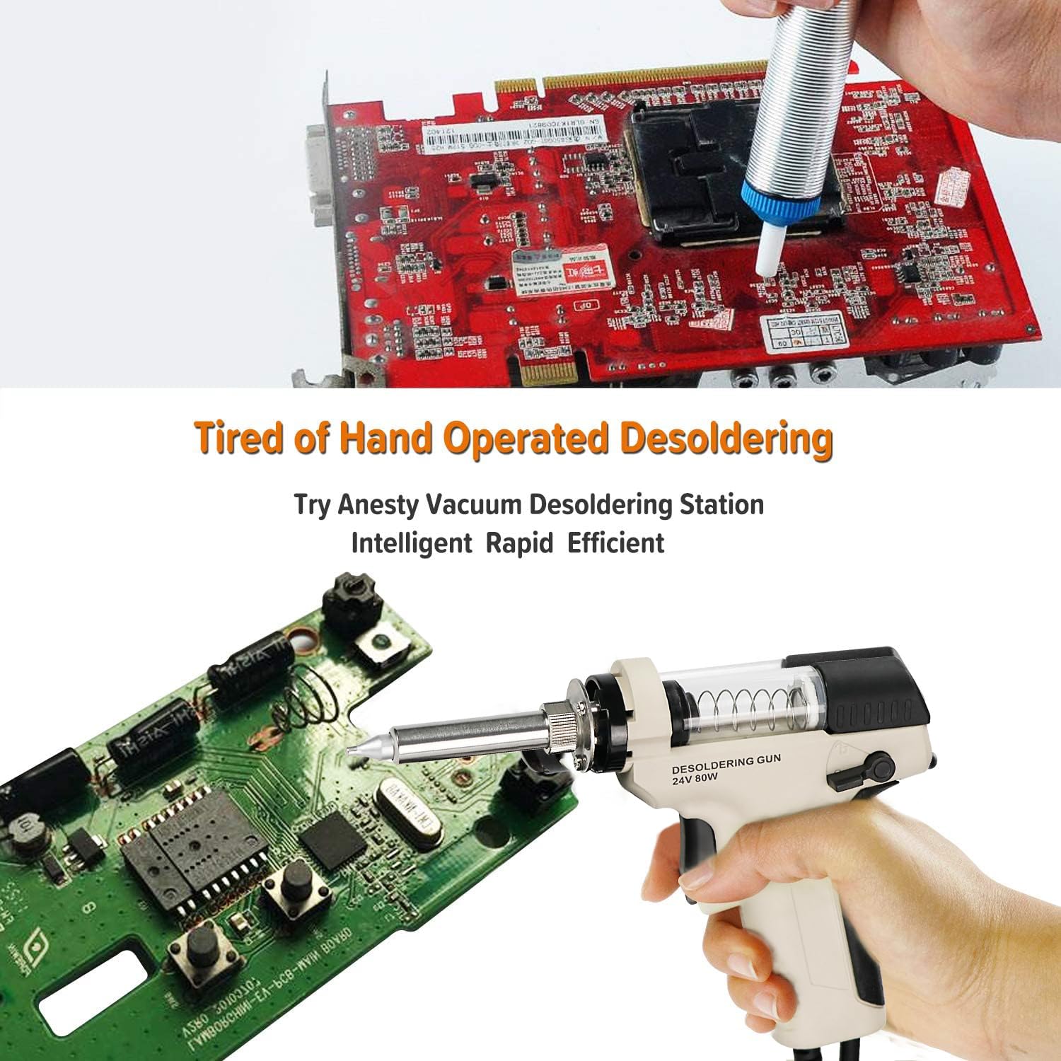 Anesty ZD-915 Professional Digital Vacuum Desoldering Station with Built-in Pump - High Precision Soldering Iron Gun for PCB Repair, Electronics Rework & Circuit Board Maintenance