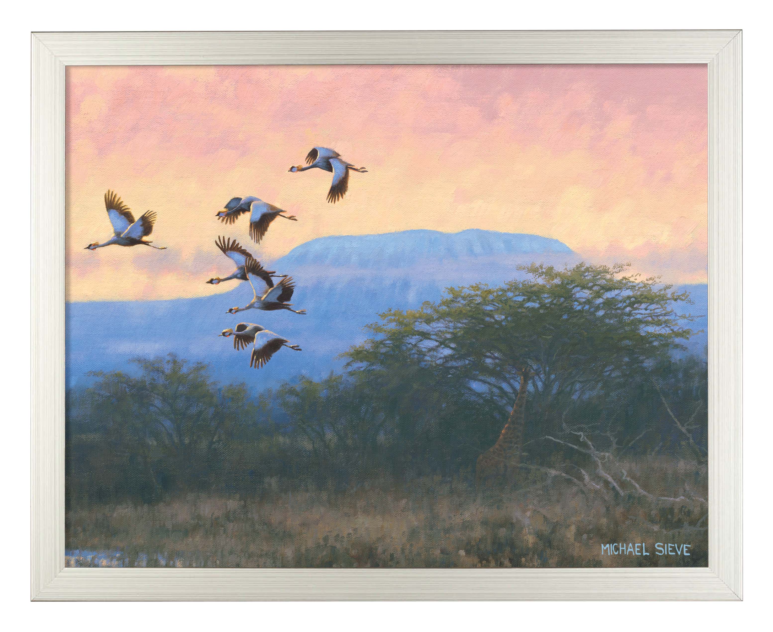 Exquisite Crowned Cranes Art Prints - Handmade Wildlife Wall Decor for Living Room, Bedroom & Office - Premium Framed Bird Painting Home Decor