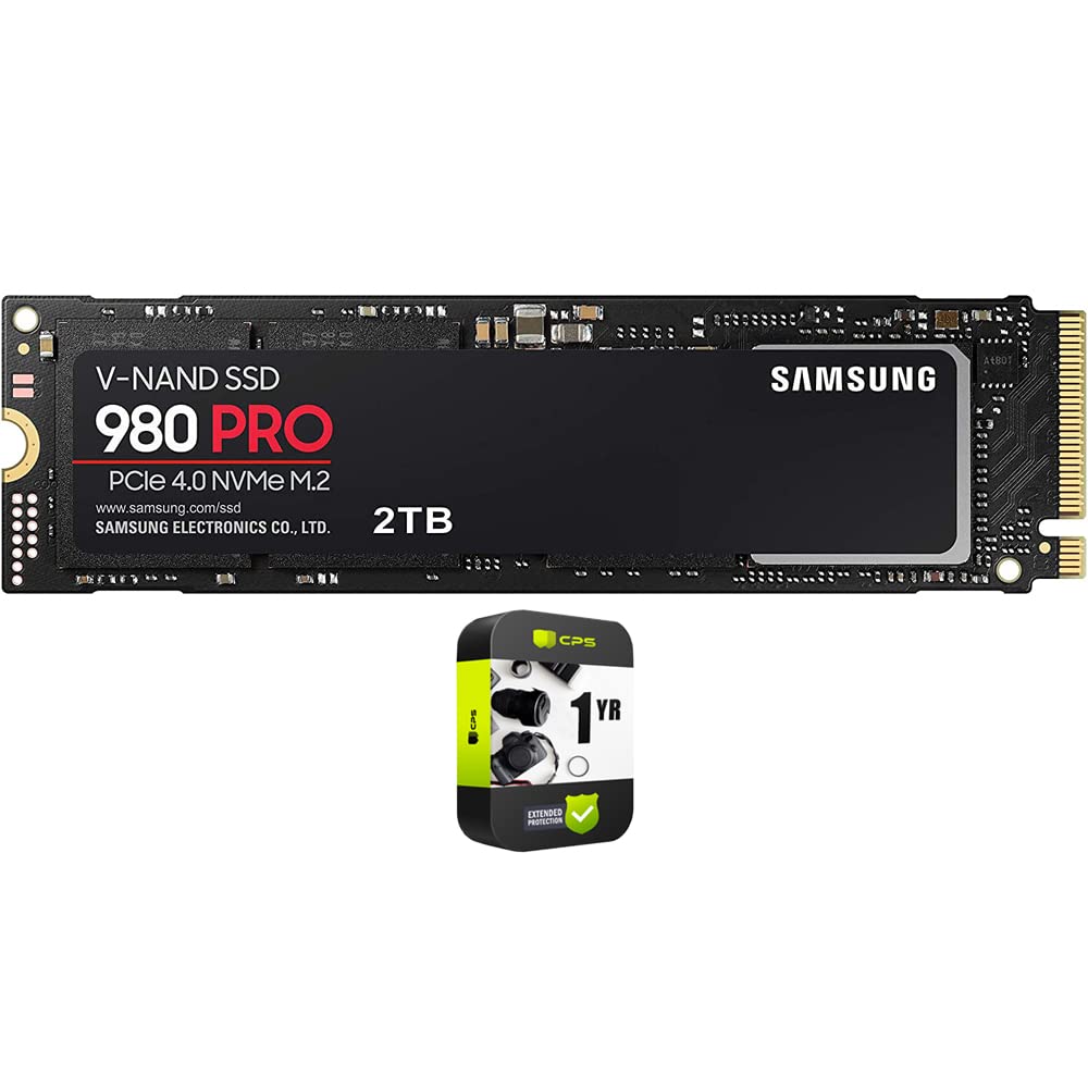 Samsung 980 PRO 2TB PCIe 4.0 NVMe M.2 Internal SSD with Heatsink - MZ-V8P2T0BW Bundle with 1 Year CPS Enhanced Protection Pack - High Speed Gaming & Video Editing SSD for PC, PS5, Workstations