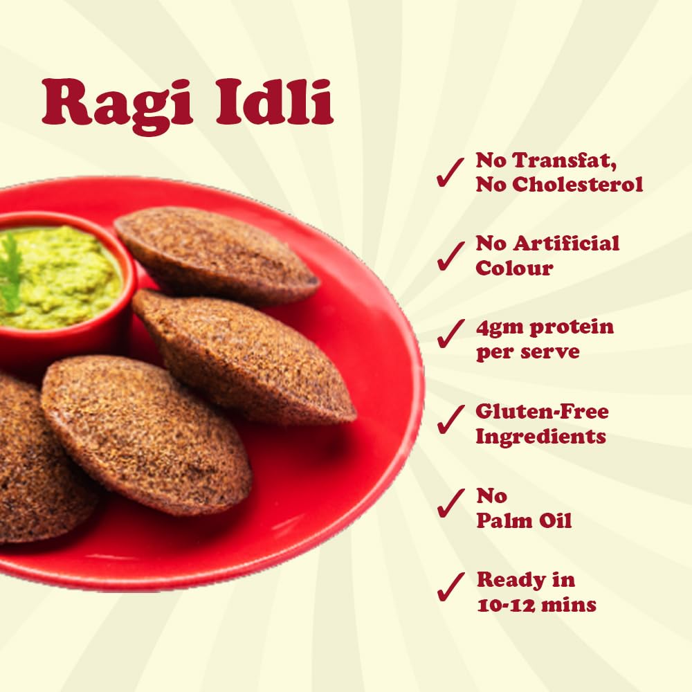 Gladful Ragi and Multi Millet Idli Instant Mix - High Fiber, No Palm Oil, No Transfat, Vegan & Gluten-Free - Quick & Nutritious Breakfast for Weight Loss & Diabetics - Pack of 2 (800g) | Perfect for Busy Mornings, Office Lunch & Healthy Snacking