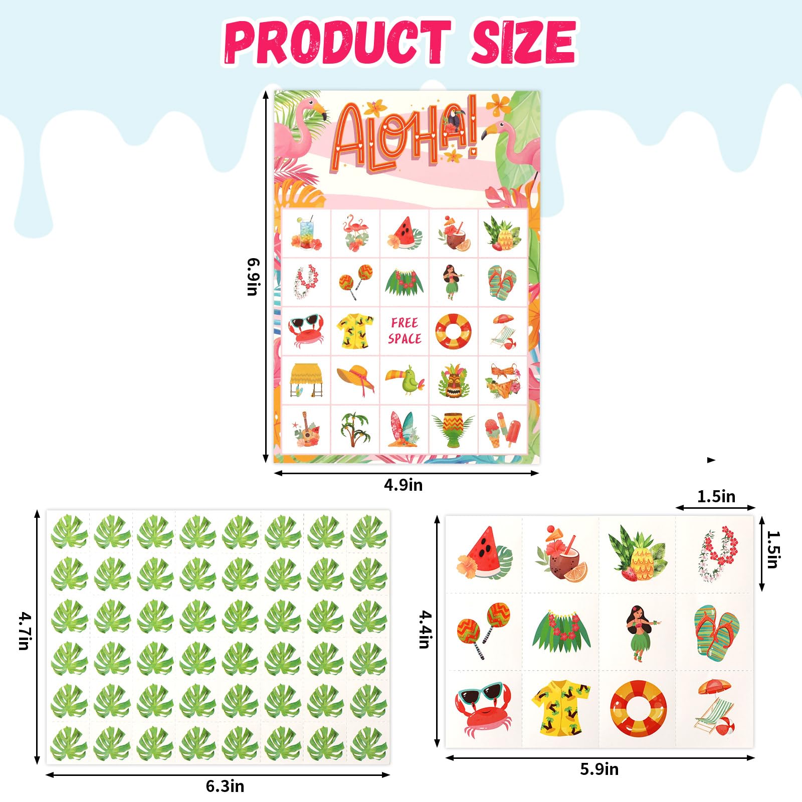 JULMELON Hawaiian Game Cards - 32 Players Tropical Summer Party Game Set for Beach Luau, Pool Party & Family Gatherings - Fun Outdoor & Indoor Activity Supplies