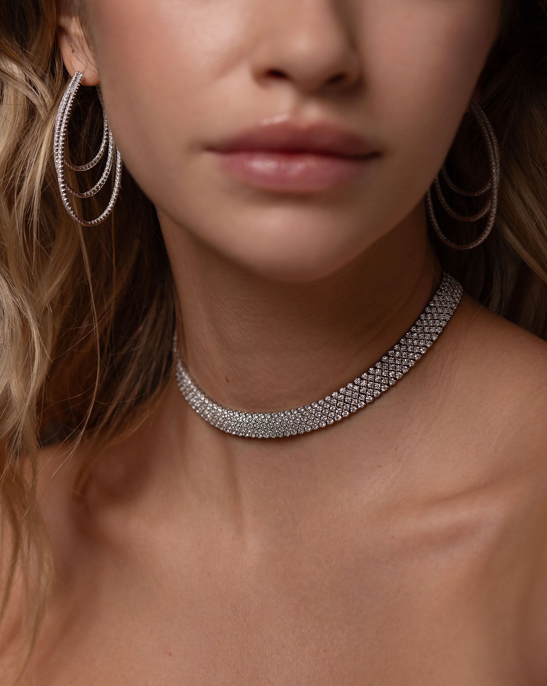 Elegant Diamond Mesh Choker Necklace for Women - Trendy Layering Jewelry for Parties, Weddings & Date Nights