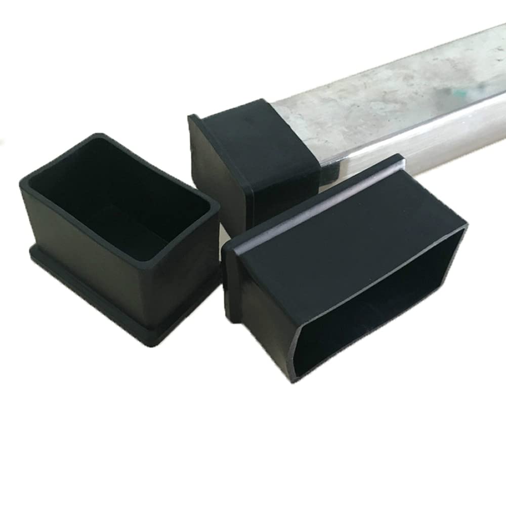 Xuulan 5PCS Black PVC Rubber Chair Leg Caps - 30x40mm Rectangle Furniture Tube End Covers for Table, Desk & Furniture Protection (Ideal for Home, Office & Restaurant Use)