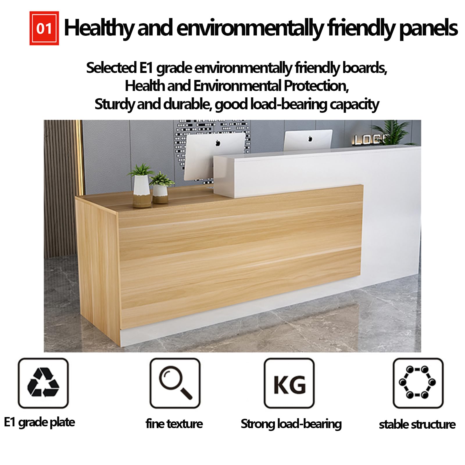 Simple Cashier Desk 160x60x100cm - Front Desk Reception Counter for Clothing Store, Beauty Salon, Milk Tea Shop & Office - Durable & Stylish for Retail & Service Businesses