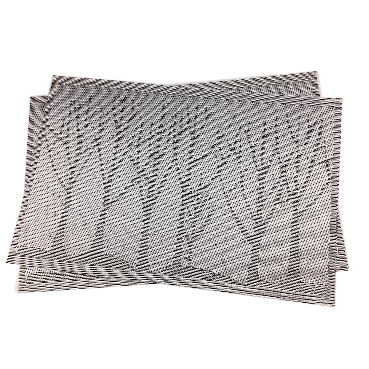 6-Pack PVC Woven Vinyl Placemats Set - Waterproof & Heat-Resistant Table Mats for Dining, Kitchen, and Outdoor Use - Natural Silver Tree Design (6 pcs)