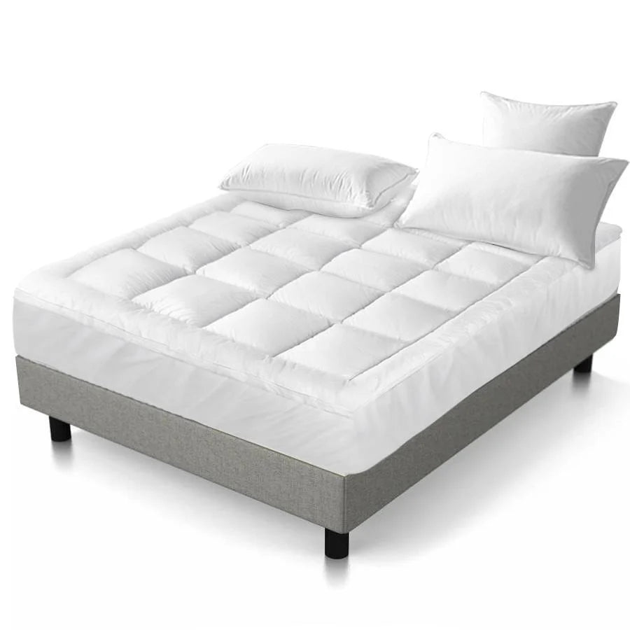 King Premium Bedzy Luxe Hillsdale Bed Frame in Grey - Luna Series Euro Top Medium Firm Mattress with Bamboo Mattress Topper | Complete Luxury Bedroom Set for Master Bedroom, Guest Room & Apartment Sleeping