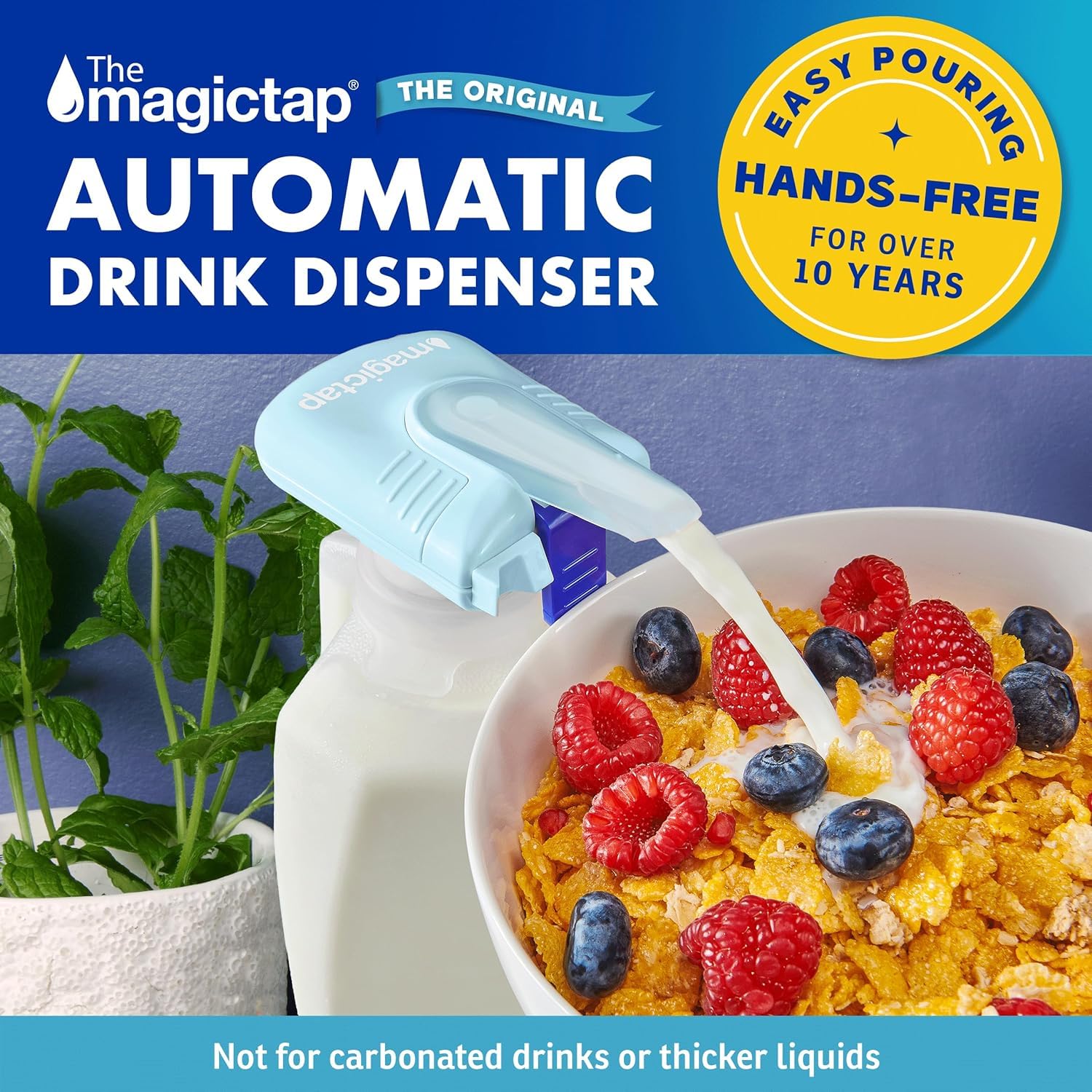 Magic Tap Automatic Hands-Free Drink Dispenser for Refrigerator - 3L Capacity Teal Beverage Dispenser for Milk, Juice, Water - Ideal for Kitchens, Offices, Parties & Gifts for Men & Women