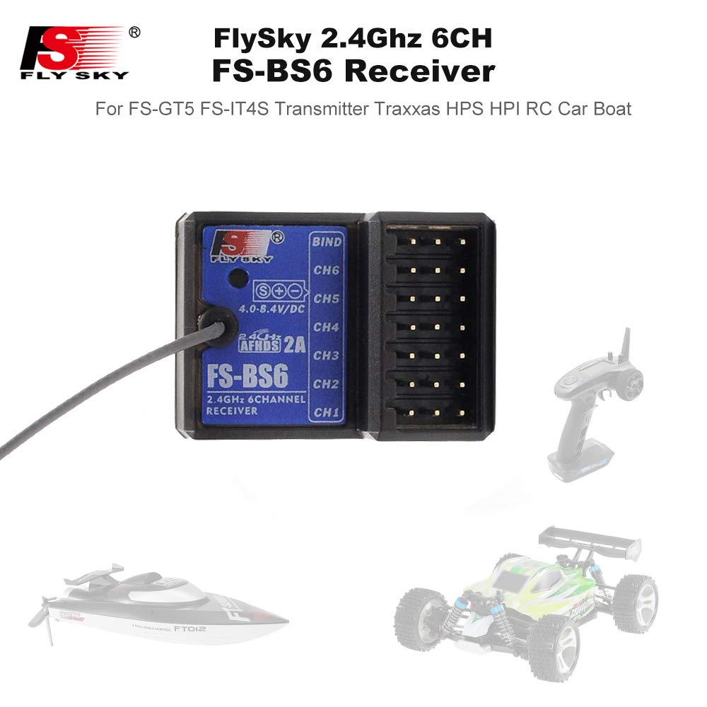 Flysky FS-BS6 2.4GHz 6CH AFHDS2 RC Receiver - Compatible with FS-GT5 & FS-IT4S Transmitters for RC Cars, Boats, Drones - Perfect for Hobbyists and Remote Control Enthusiasts